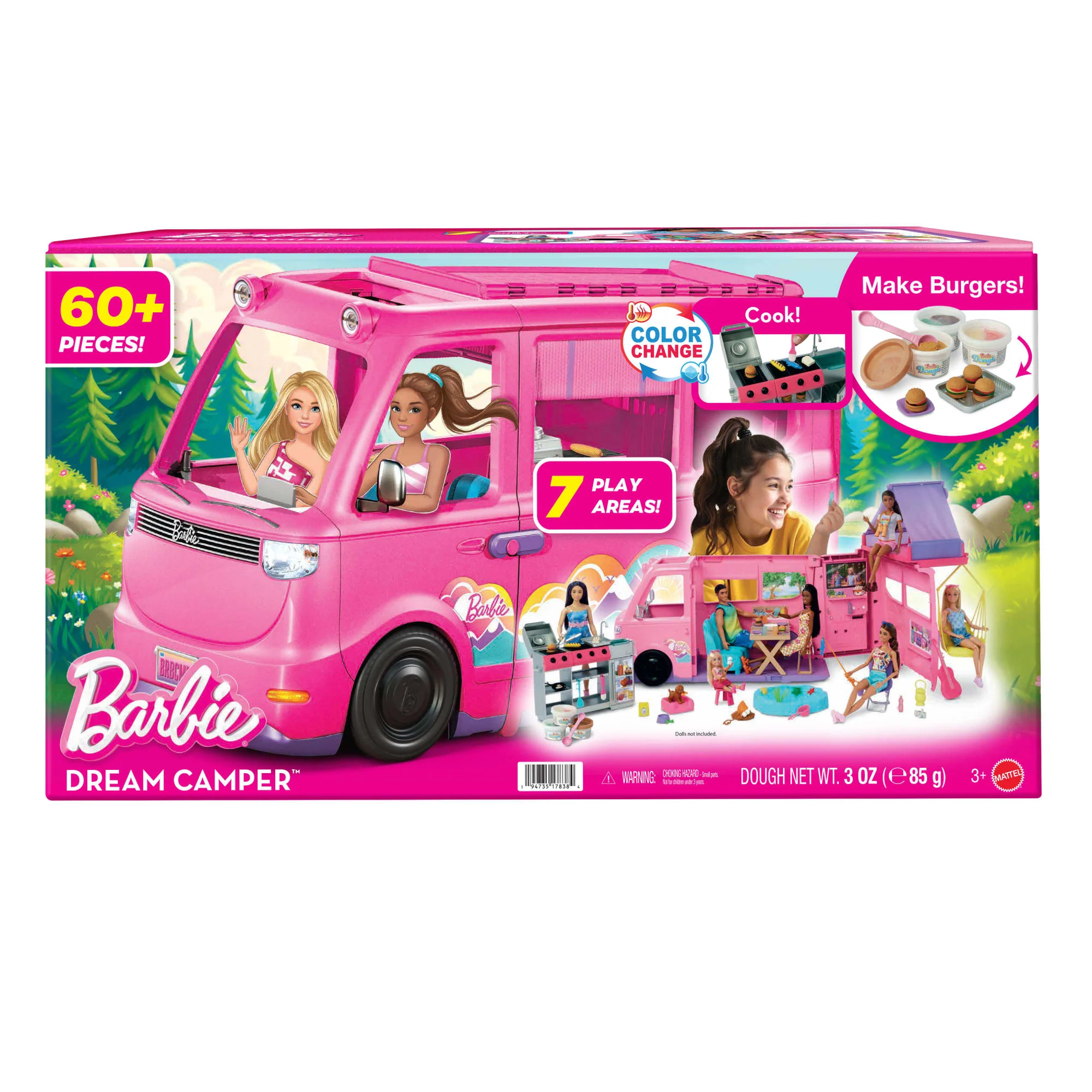 Barbie Dream Camper Playset With Roof Tent, BBQ Grill With Color-Change Feature & 60+ Accessories - Image 6