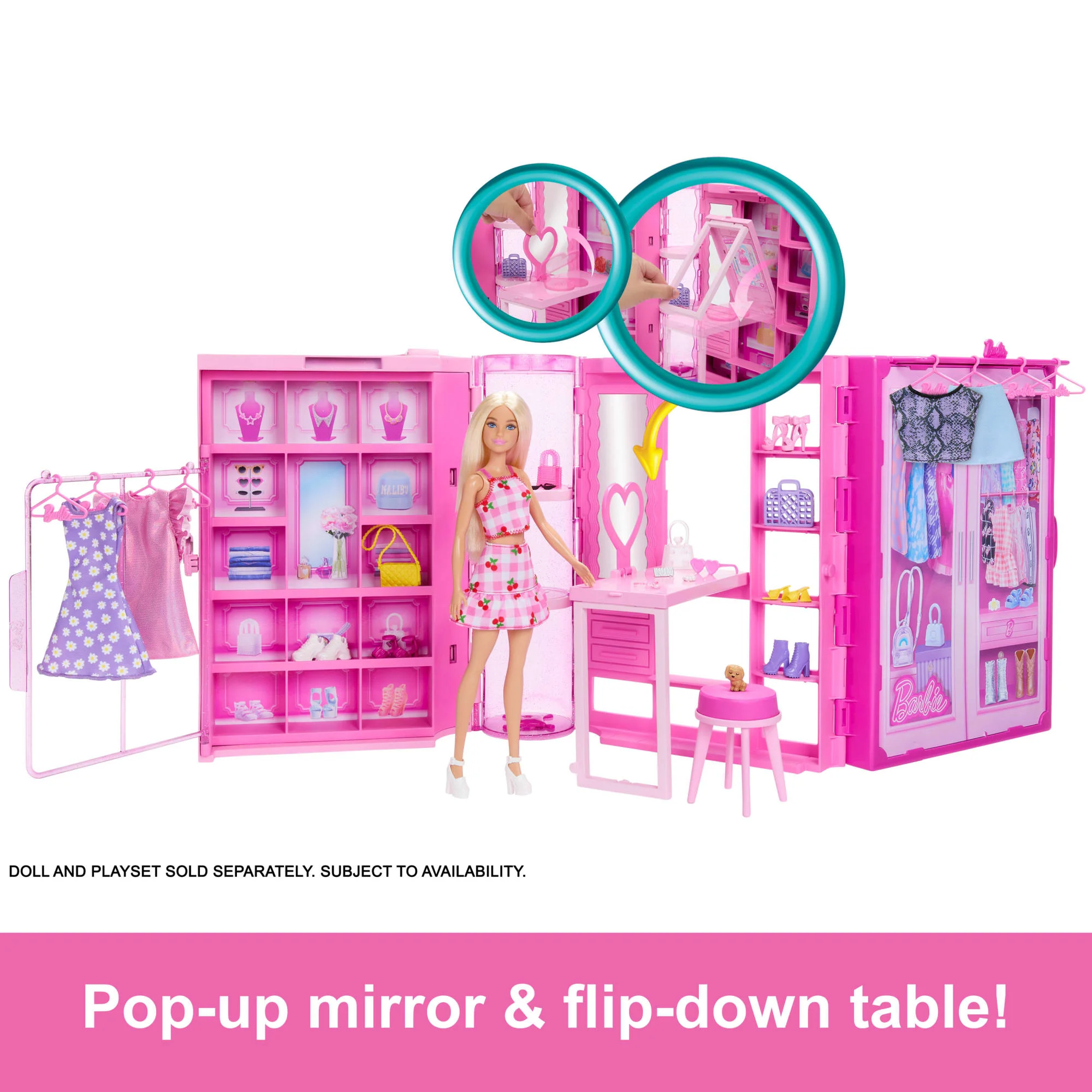 Barbie Dream Closet Toy Playset With Clothes & Accessories, 3-Ft-Wide With 25+ Pieces - Image 3