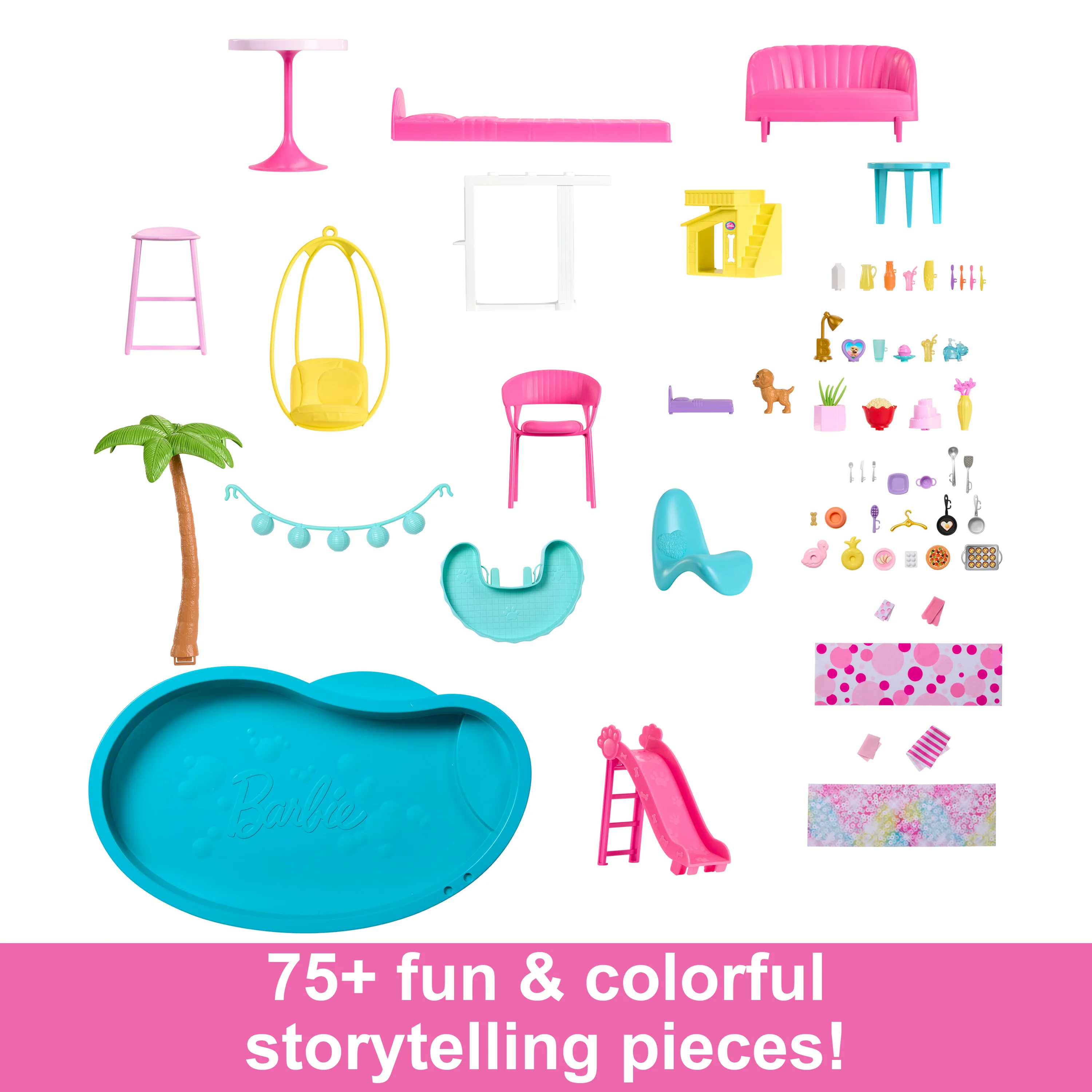 Barbie Dreamhouse, Pool Party Doll House With 75+ Pieces And 3-Story Slide, Barbie House Playset, Pet Elevator And Puppy Play Areas - Image 3