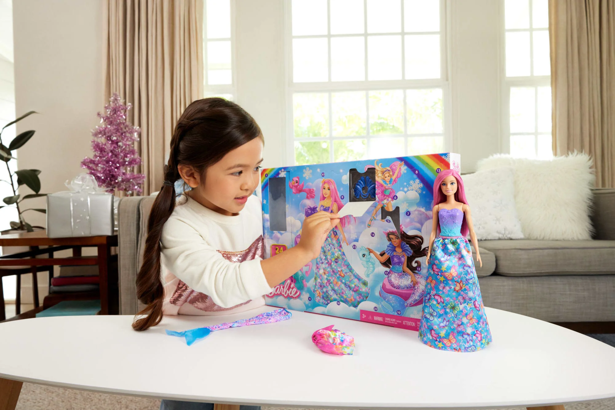 Barbie Advent Calendar, Fashion Doll & 24 Surprise Accessories, Transform To Mermaid & More - Image 2