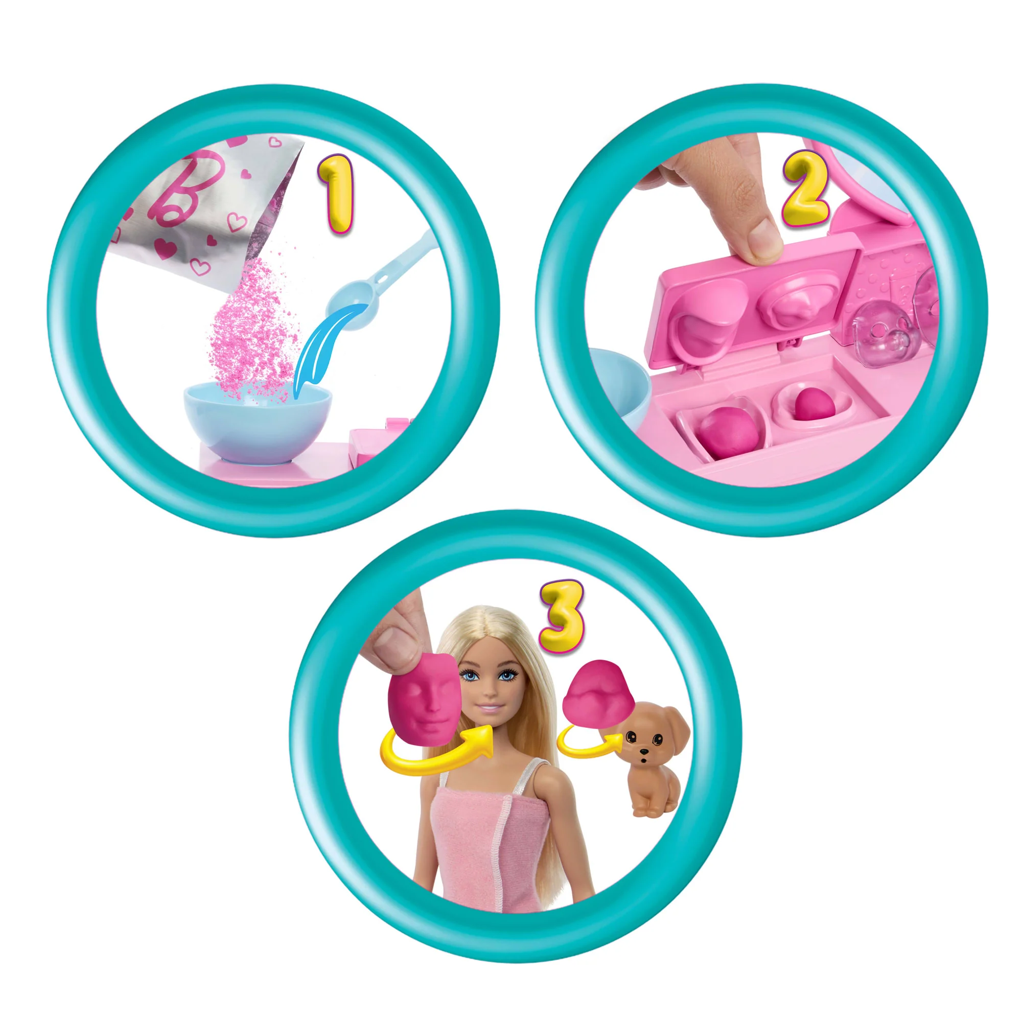 Barbie Face Mask Toy Playset & Doll With 10+ Spa Accessories including 3 Powder Packs To Make Dough Masks - Image 2