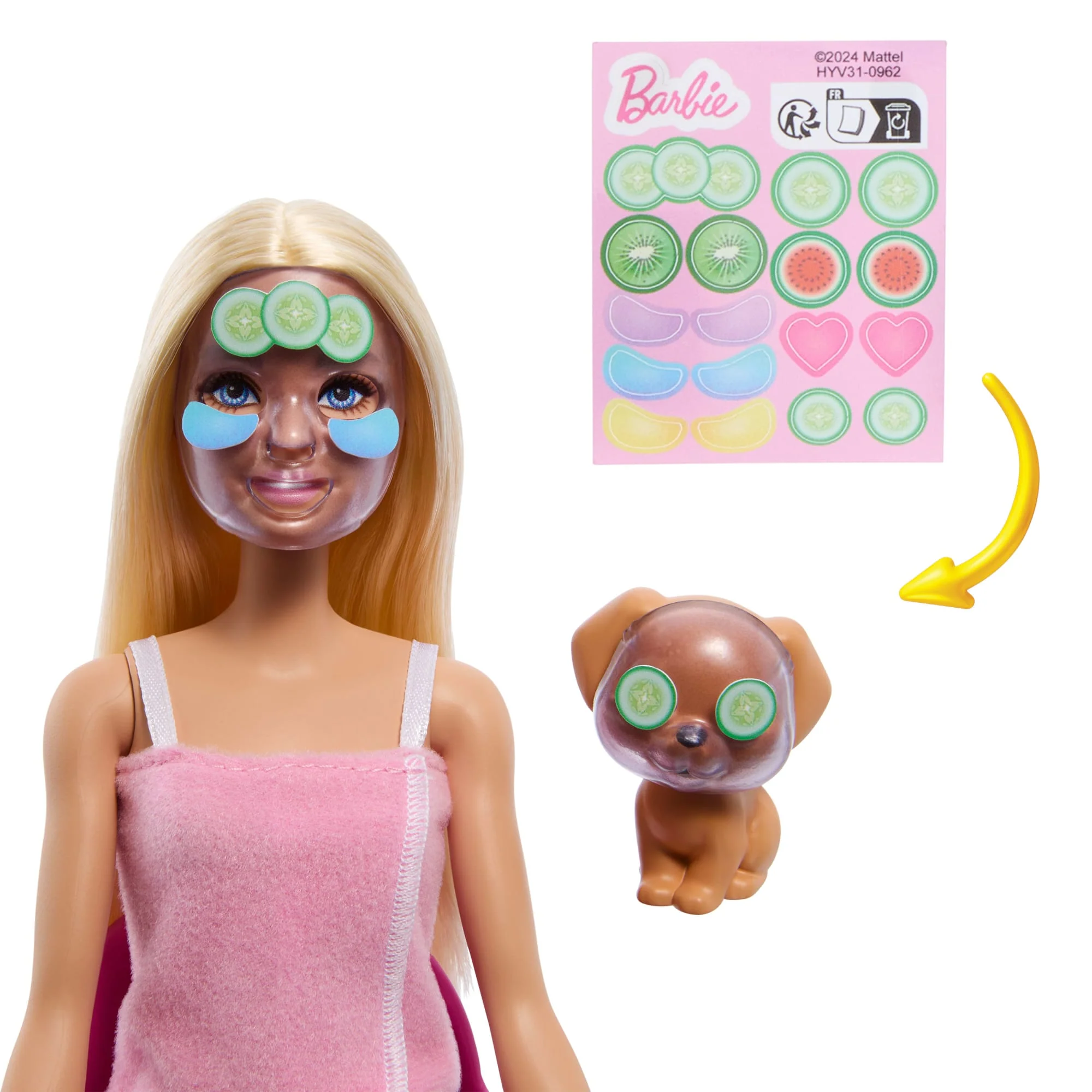 Barbie Face Mask Toy Playset & Doll With 10+ Spa Accessories including 3 Powder Packs To Make Dough Masks - Image 3