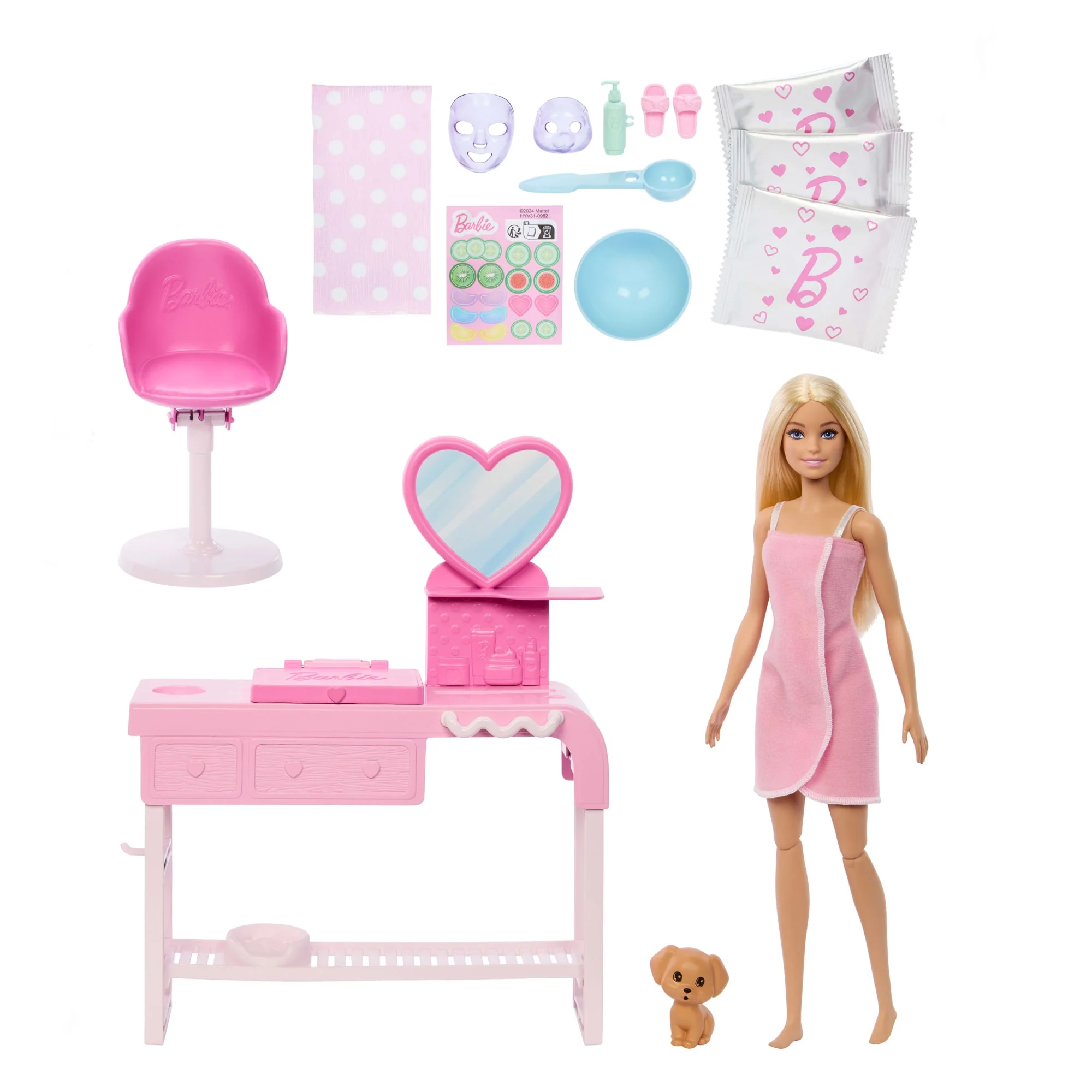 Barbie Face Mask Toy Playset & Doll With 10+ Spa Accessories including 3 Powder Packs To Make Dough Masks - Image 4