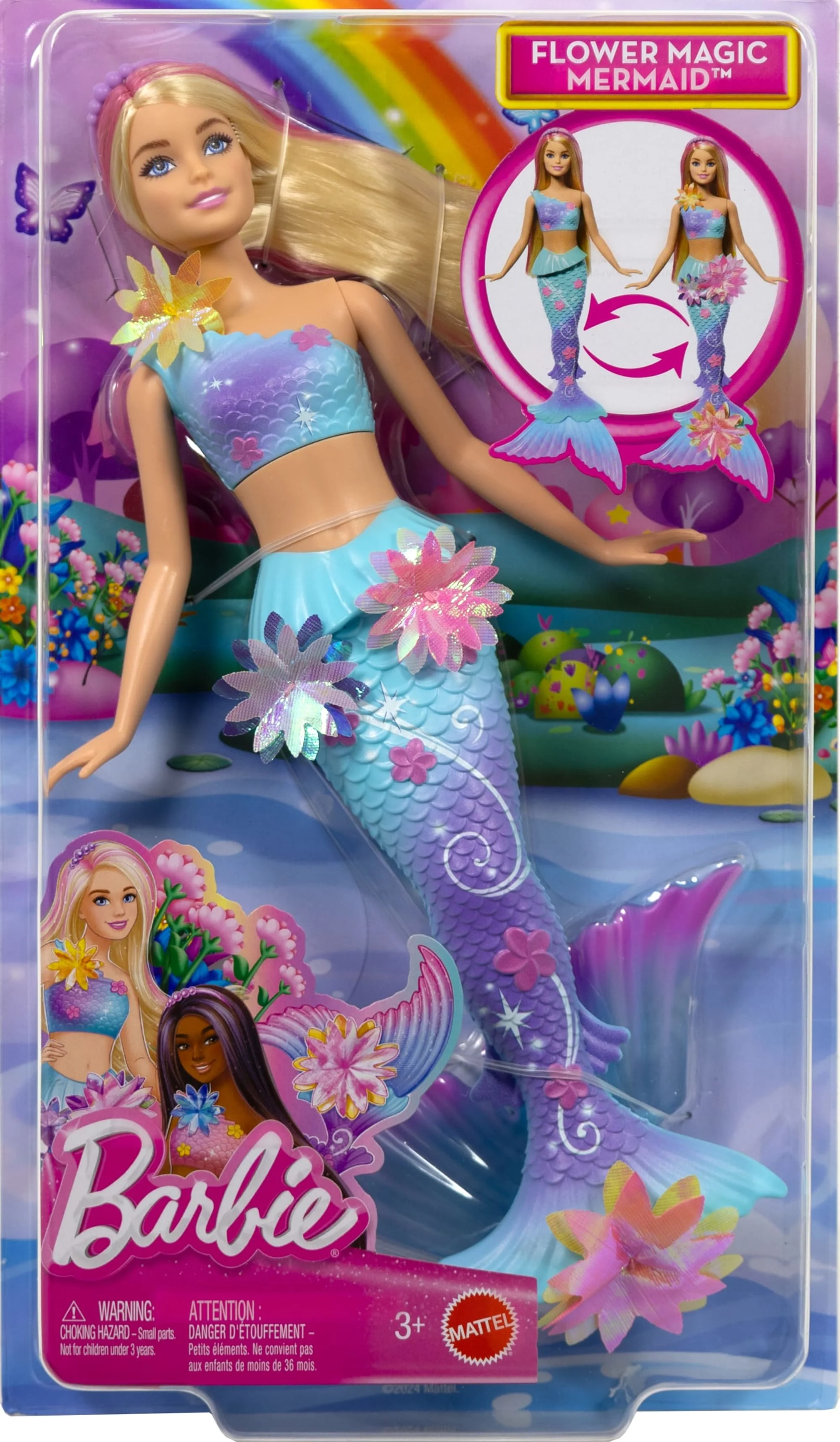 Barbie Fantasia Boneca Sereia com Transformação de Flor Cabelo Rosa - Image 6