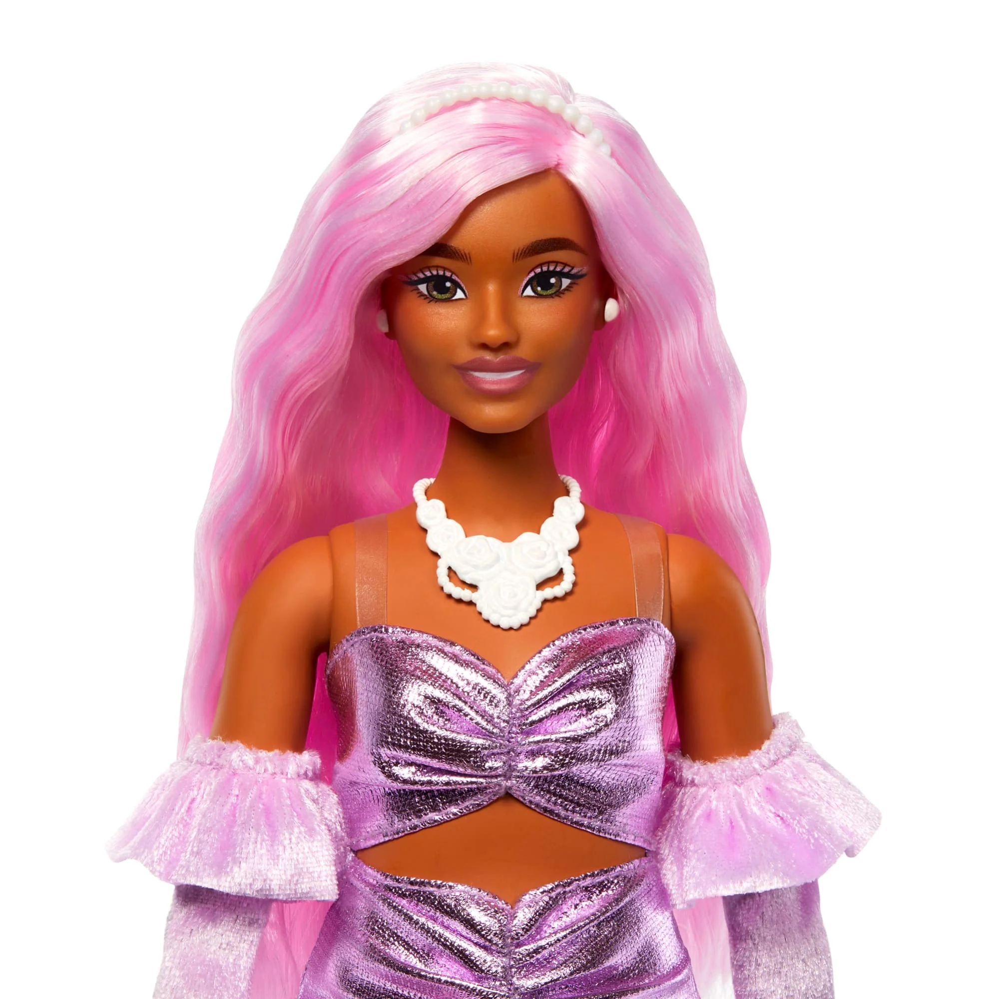 Barbie Fashionista Boneca Deluxe Cabelo Rosa e Vestido Brilhante - Image 4