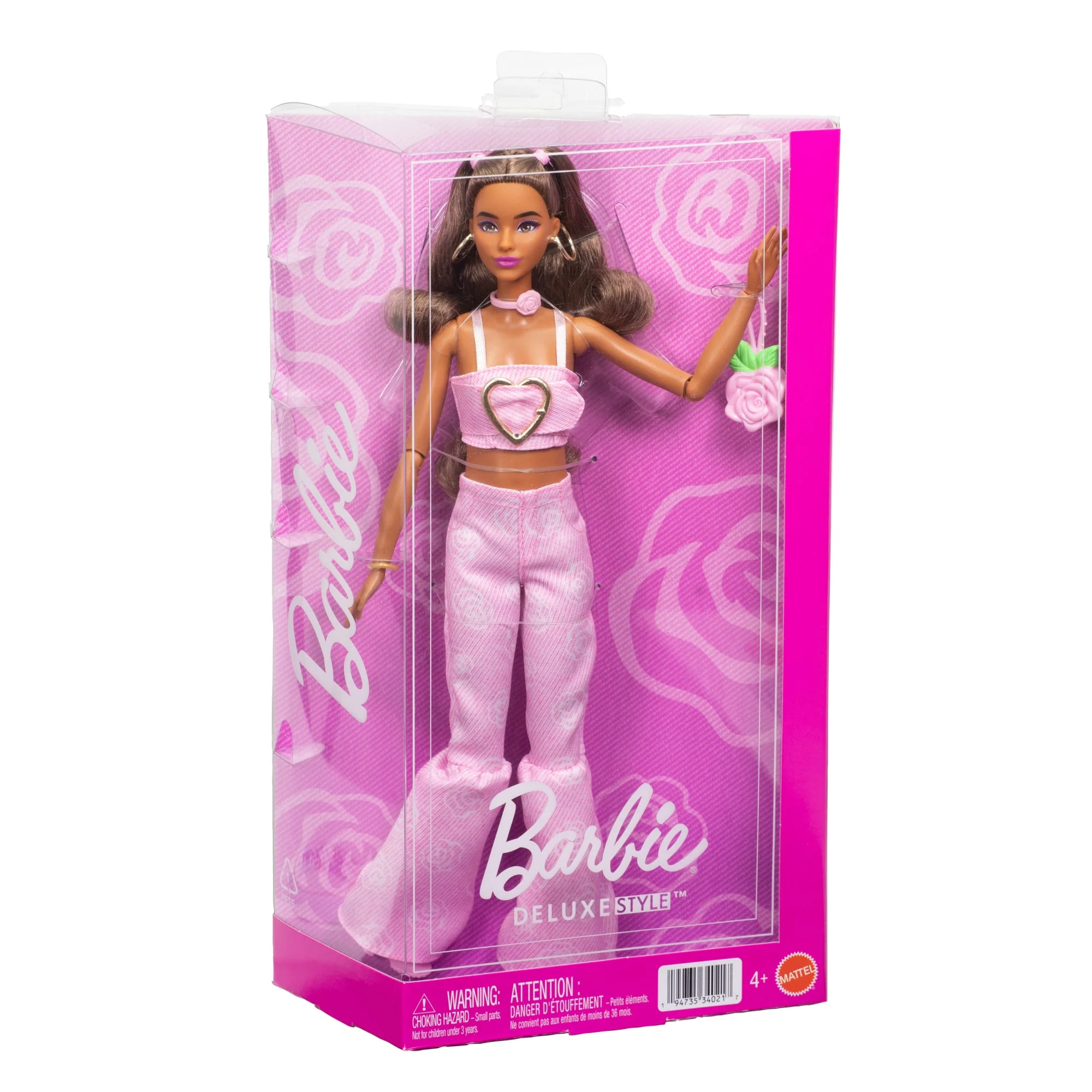 Barbie Fashionista Muñeca Deluxe Style Muñeca con Vestido Rosa con Estrellas - Image 6