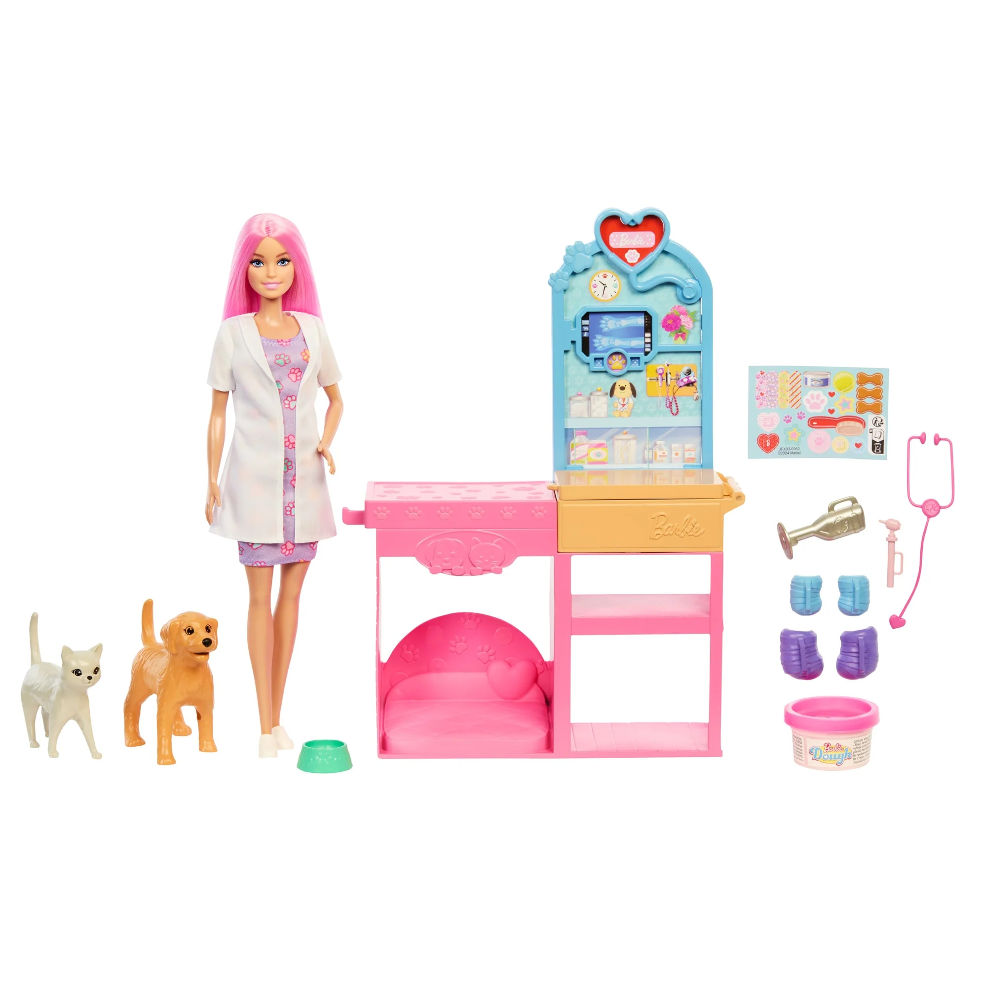 Barbie Fast Cast Veterinarian Clinic Playset With Pink Colored Hair Fashion Doll, Vet Furniture & 10+ Accessories - Image 5