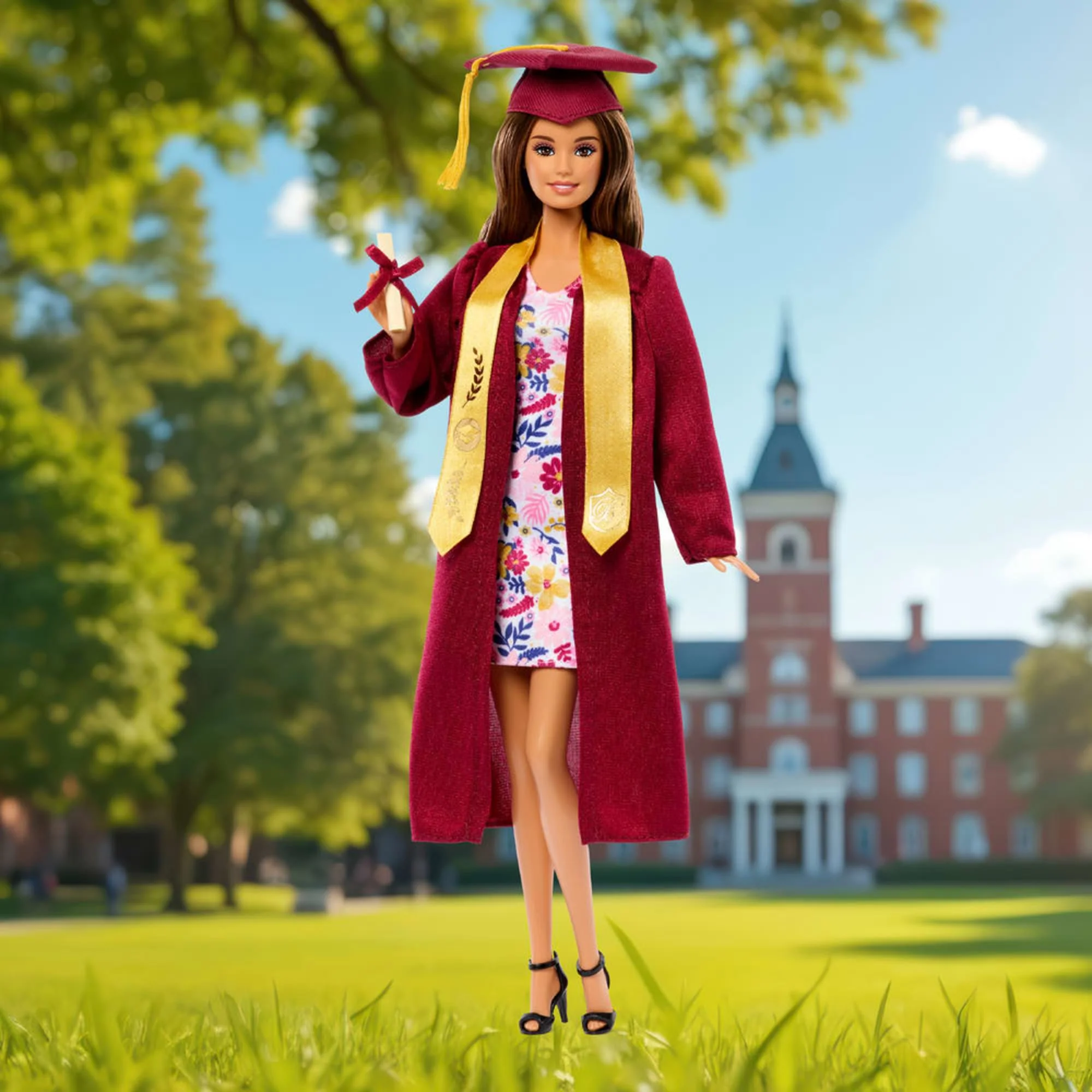 Barbie Signature Graduation Wishes Fashion Doll With Burgundy Robe & Tassel Cap, Collectible Gift - Image 2