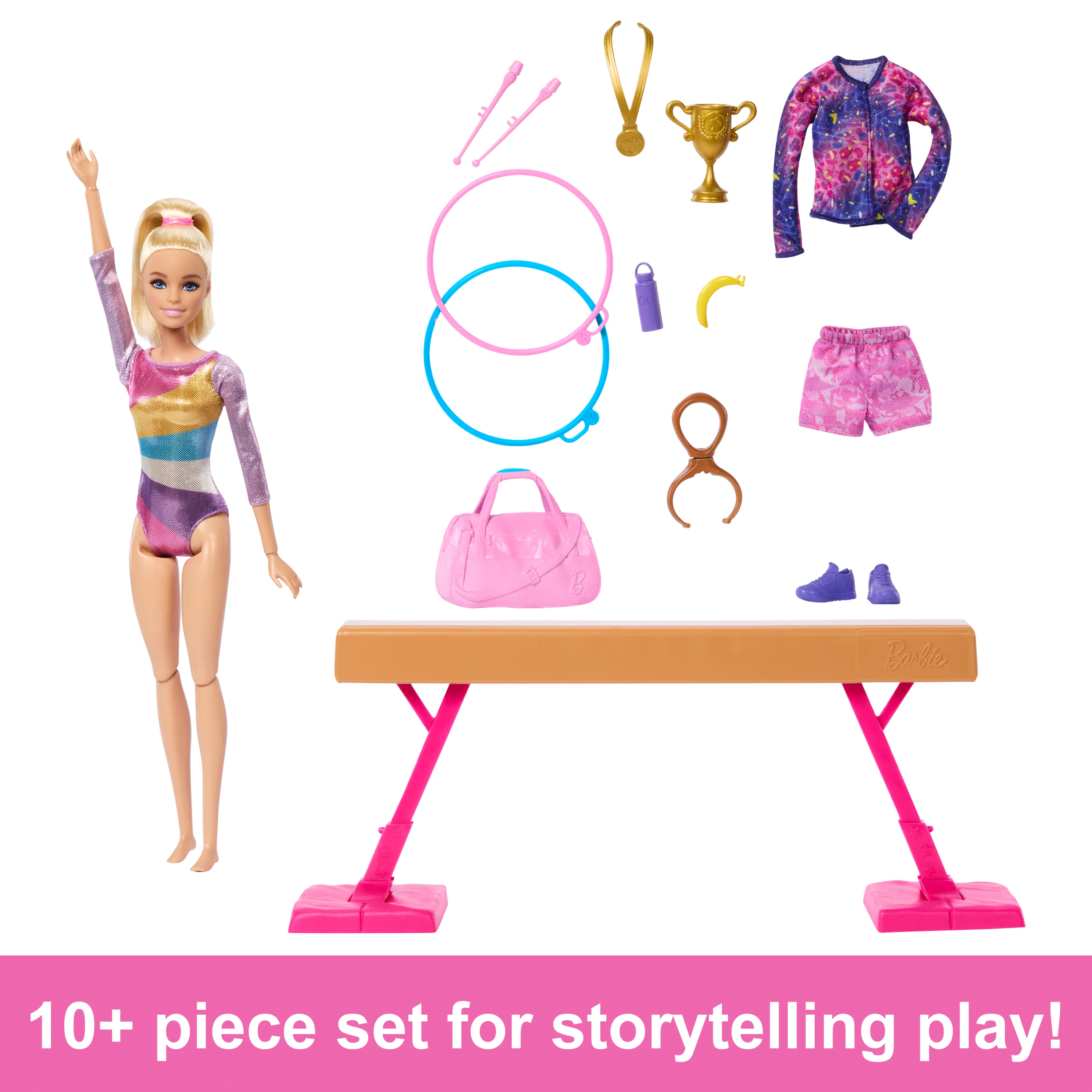 Barbie Gymnastics Playset With Blonde Fashion Doll, Balance Beam, 10+ Accessories & Flip Feature - Image 2