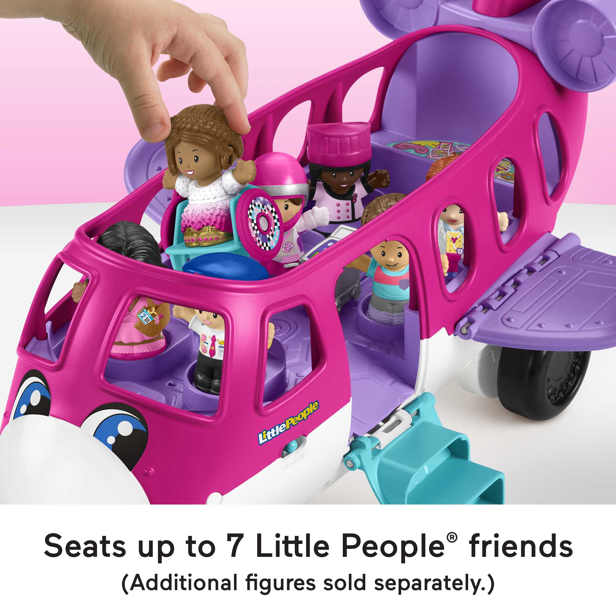Little People Barbie Toy Airplane With Lights Music And 3 Figures, Little Dream Plane, Toddler Toys - Image 5