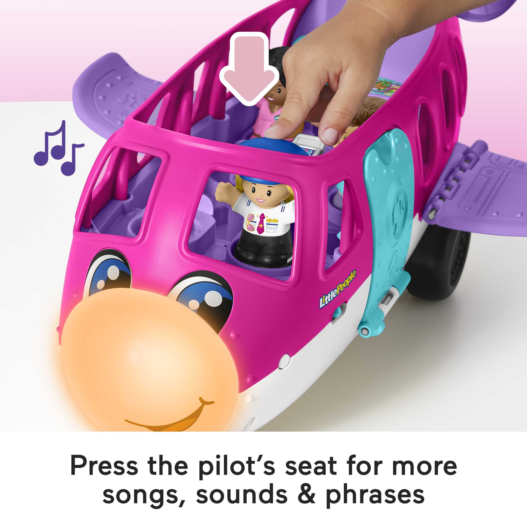 Little People Barbie Toy AIrplane With Lights Music And 3 Figures, Little Dream Plane, Toddler Toys, Multi-Language Version - Image 4