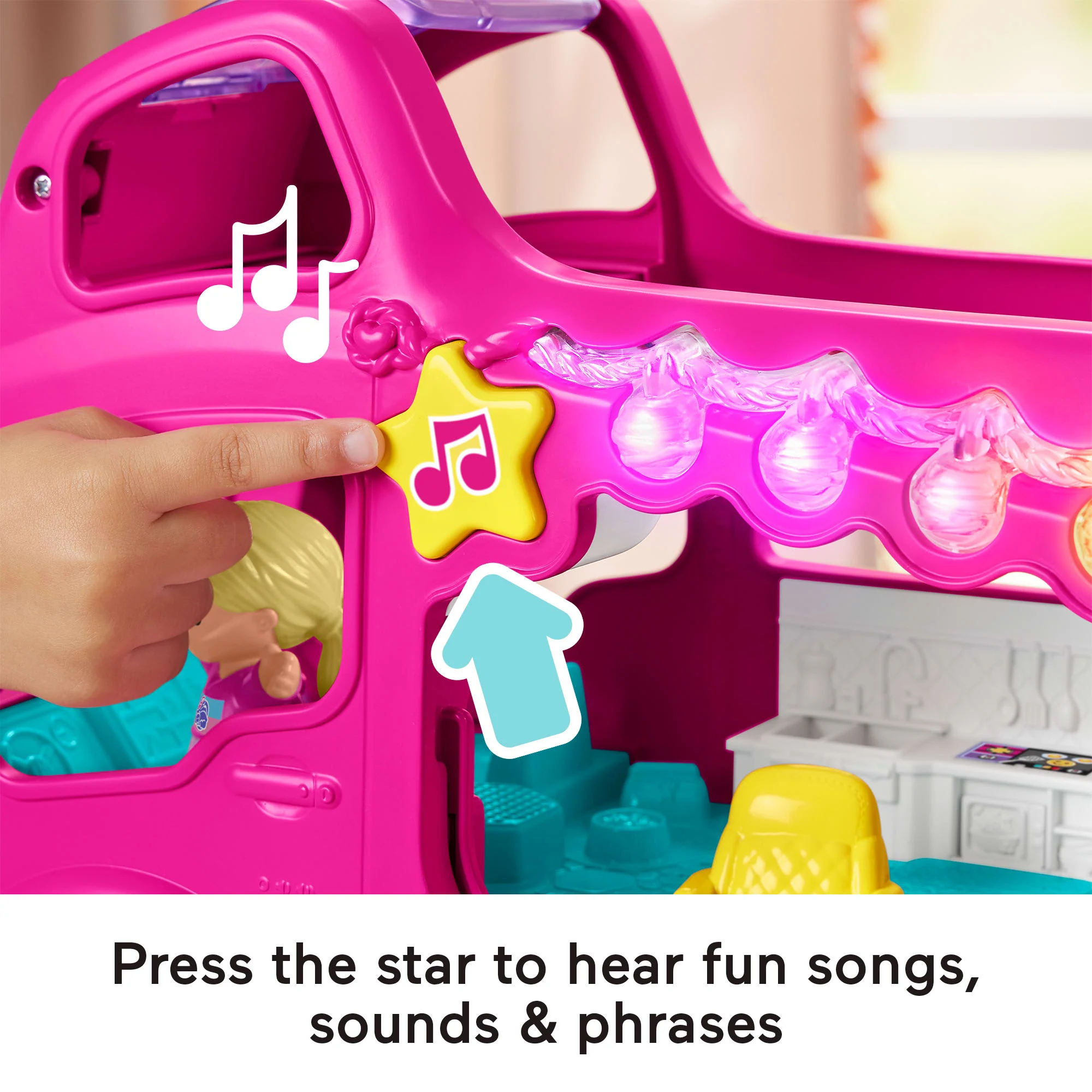 Fisher-Price Little People Barbie Little Dreamcamper Rv Playset With Music Lights & 2 Figures, Multilanguage Version - Image 4