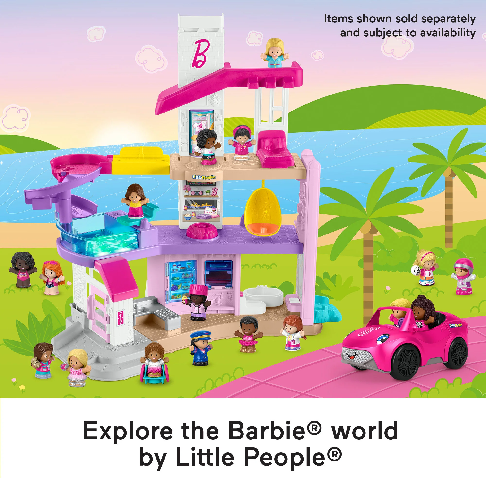 Fisher-Price Little People Barbie Little Dreamhouse Toddler Playset With Music & Lights, 7 Pieces - Image 6