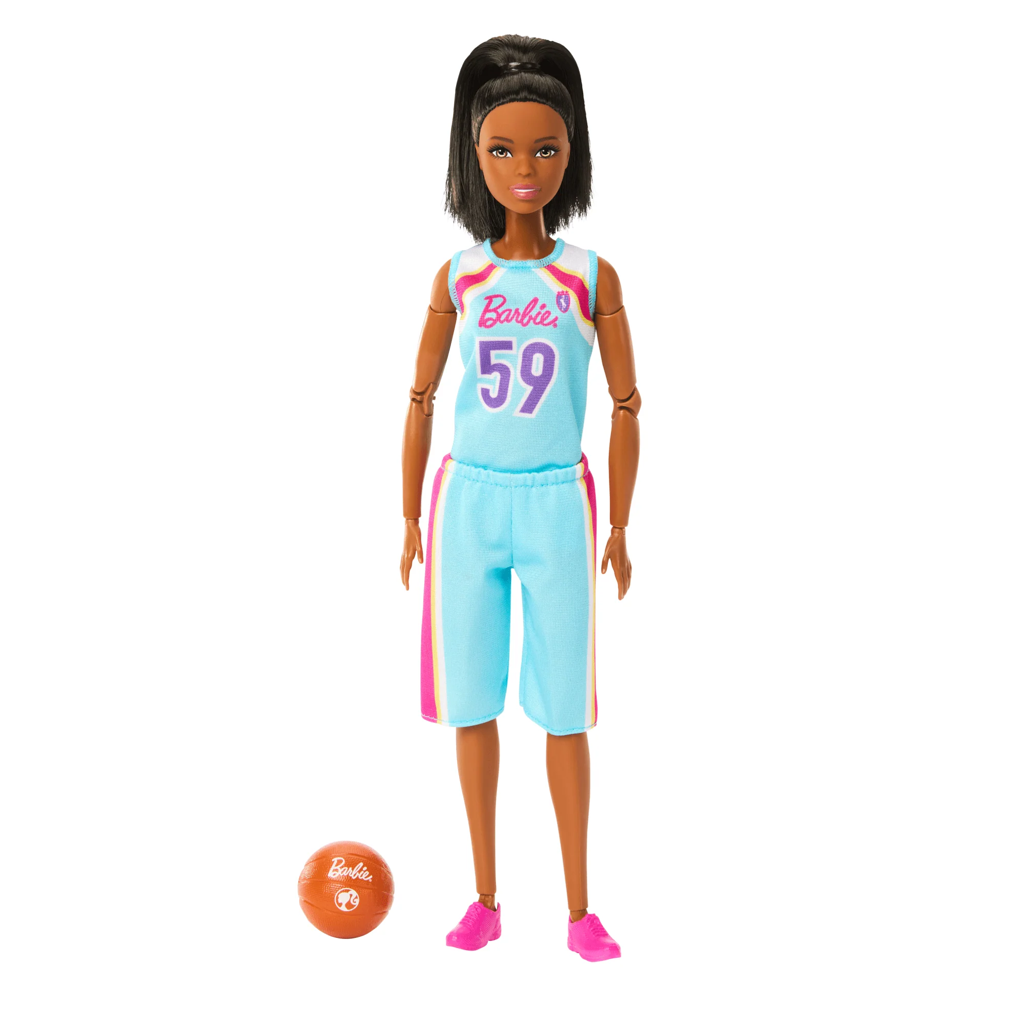 Barbie Made To Move Basketball Player Doll & Accessories, Brunette Doll Wearing Uniform With Ball - Image 5