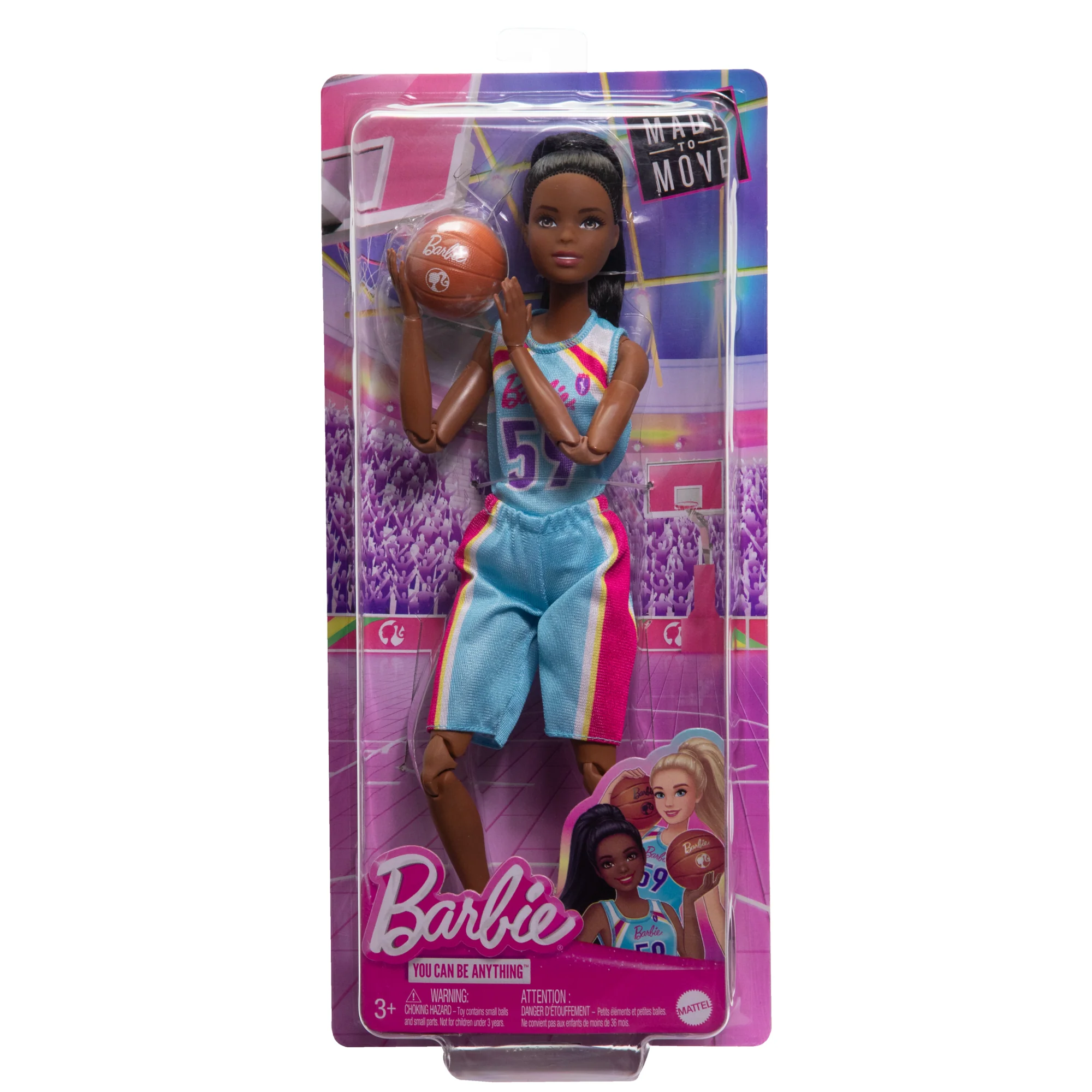 Barbie Made To Move Basketball Player Doll & Accessories, Brunette Doll Wearing Uniform With Ball - Image 6