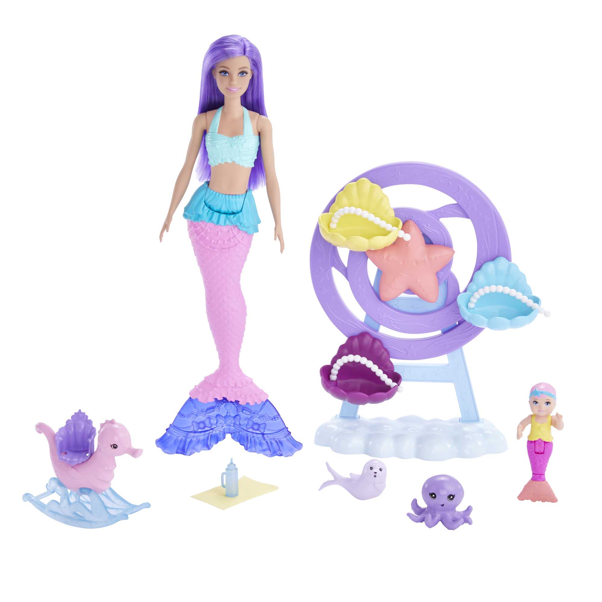 Barbie Mermaid Doll, Nurturing Playset With Merbaby, Octopus And Seal - Image 5