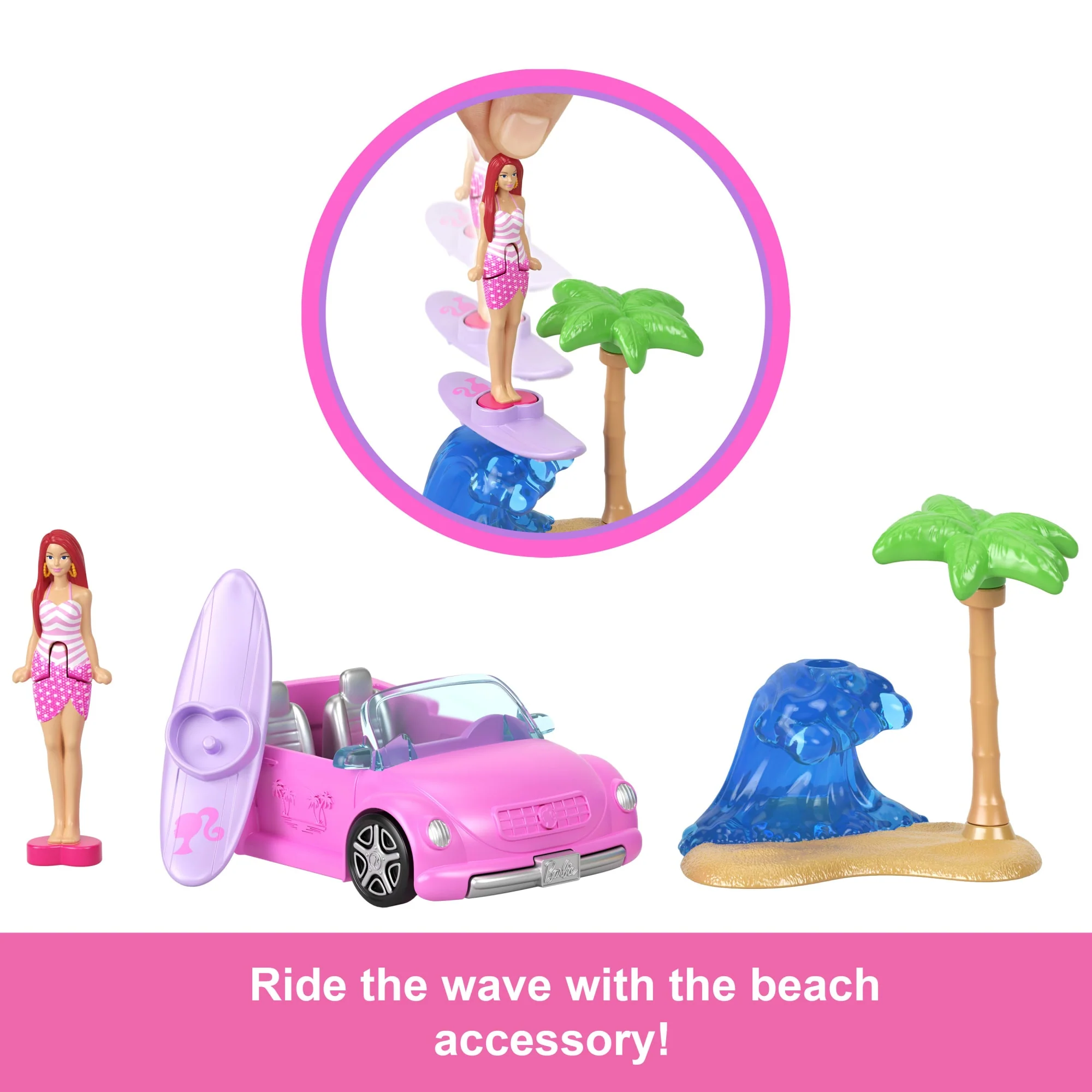 Barbie Mini Barbieland Doll & Vehicle Set With 1.5-inch Doll & Beach Convertible With Color-Change - Image 5
