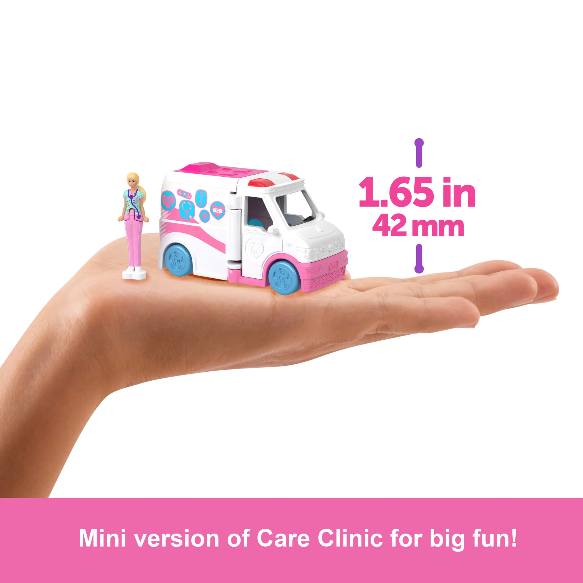 Barbie Mini Barbieland Doll & Vehicle Set With 1.5-inch Doll, Color-Change Care Clinic - Image 4