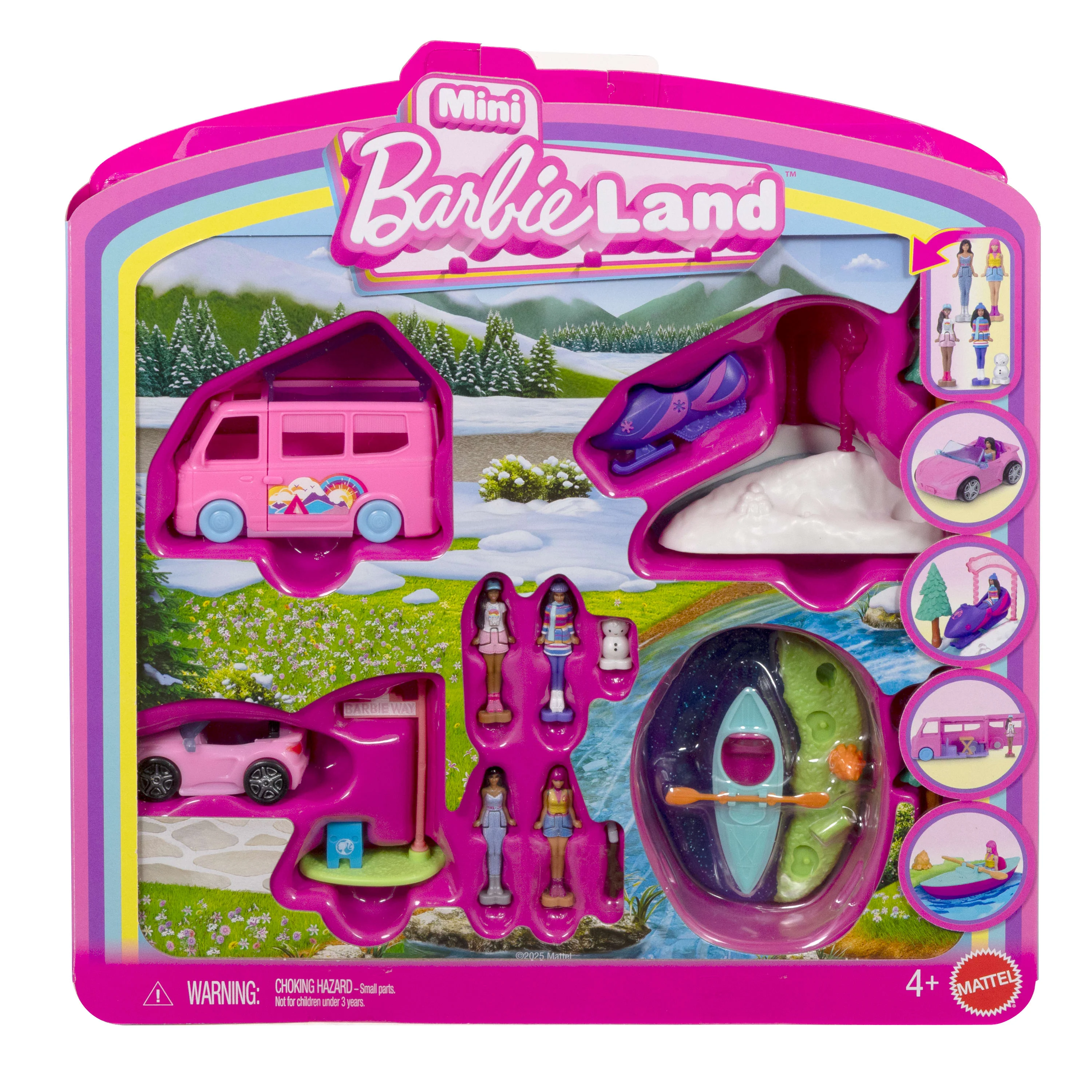Barbie Mini Barbieland 4-Pack Doll & Vehicle Set, 4 1.5-Inch Dolls & 4 Iconic Toy Vehicles - Image 2
