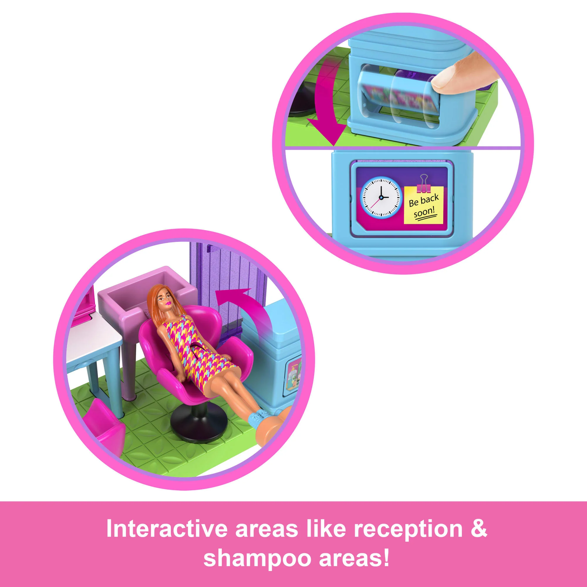 Barbie Mini Barbieland Collectible Hair Salon Playset With 1.5-inch Barbie Doll, interactive Play Areas For Storytelling Fun - Image 3