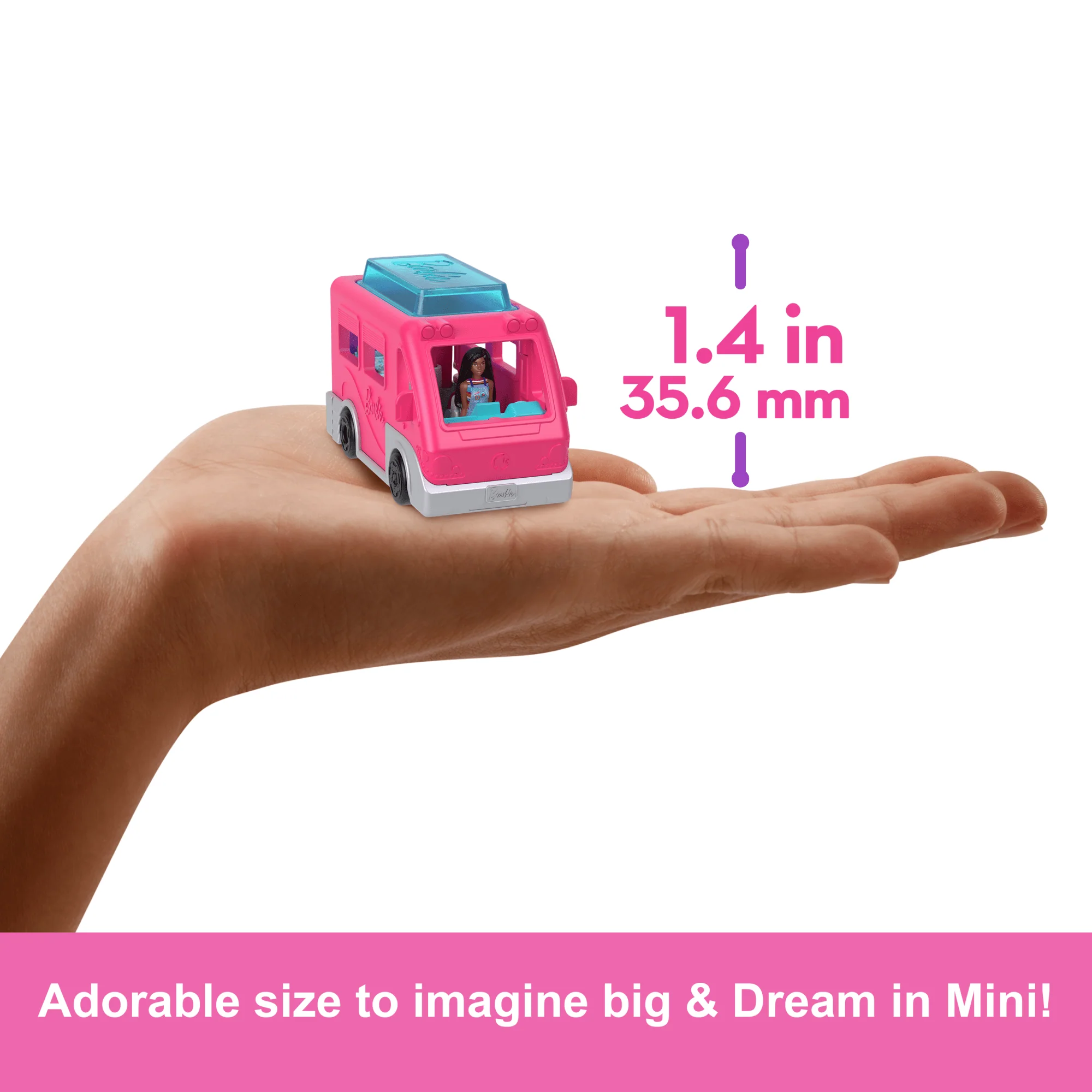 Barbie Mini Barbieland Doll & Vehicle Set With 1.5-Inch Doll & Dreamcamper With Color-Change Pool - Image 4