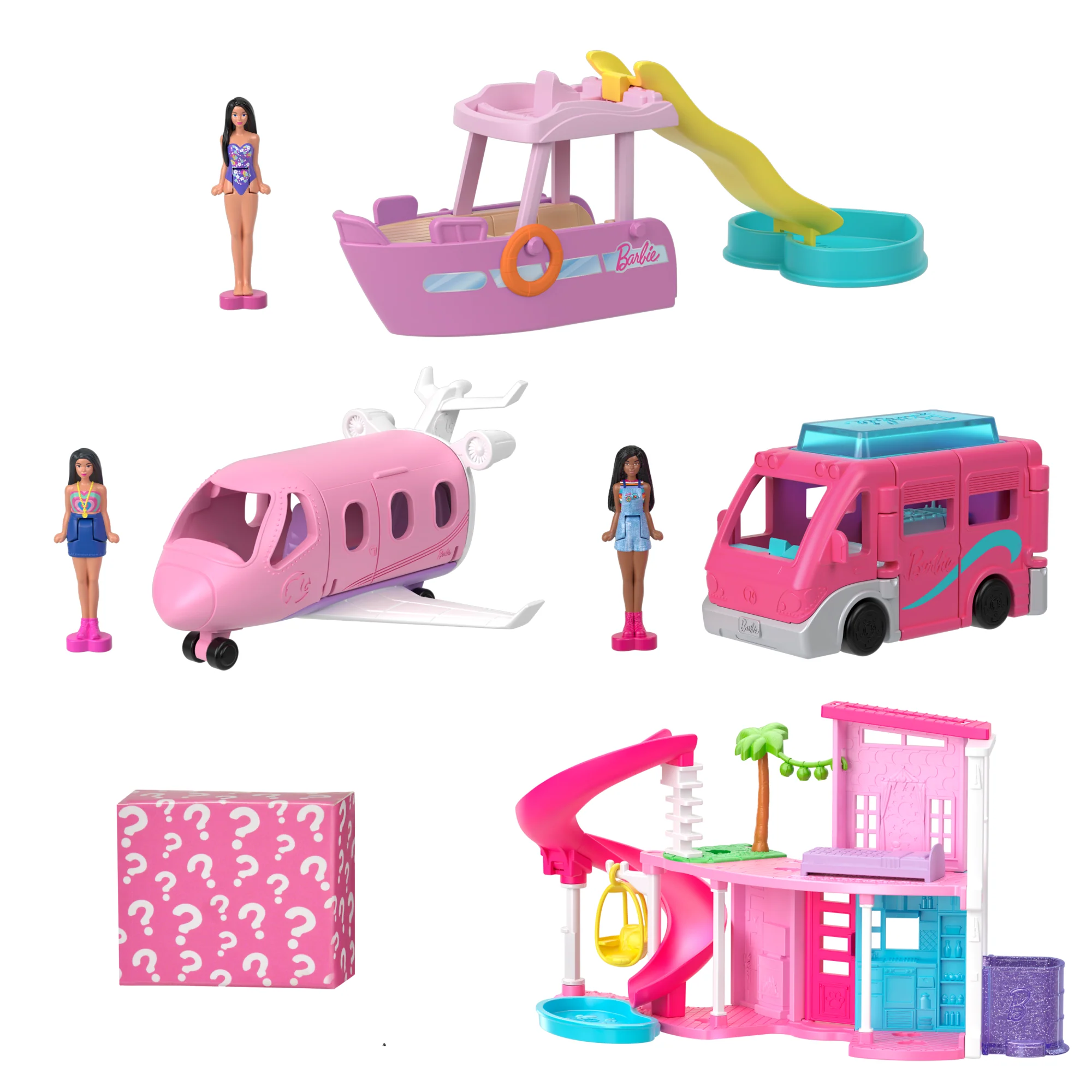 Barbie Mini Barbieland Dreamhouse & 3-Vehicle Playset With 4 1.5-inch Dolls, Furniture & Accessories - Image 2