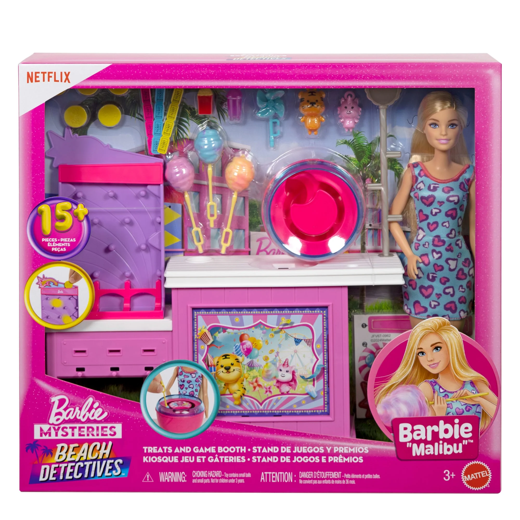 Barbie Mysteries: Beach Detectives Barbie “Malibu” Doll, Cotton Candy Game Playset & Accessories - Image 6