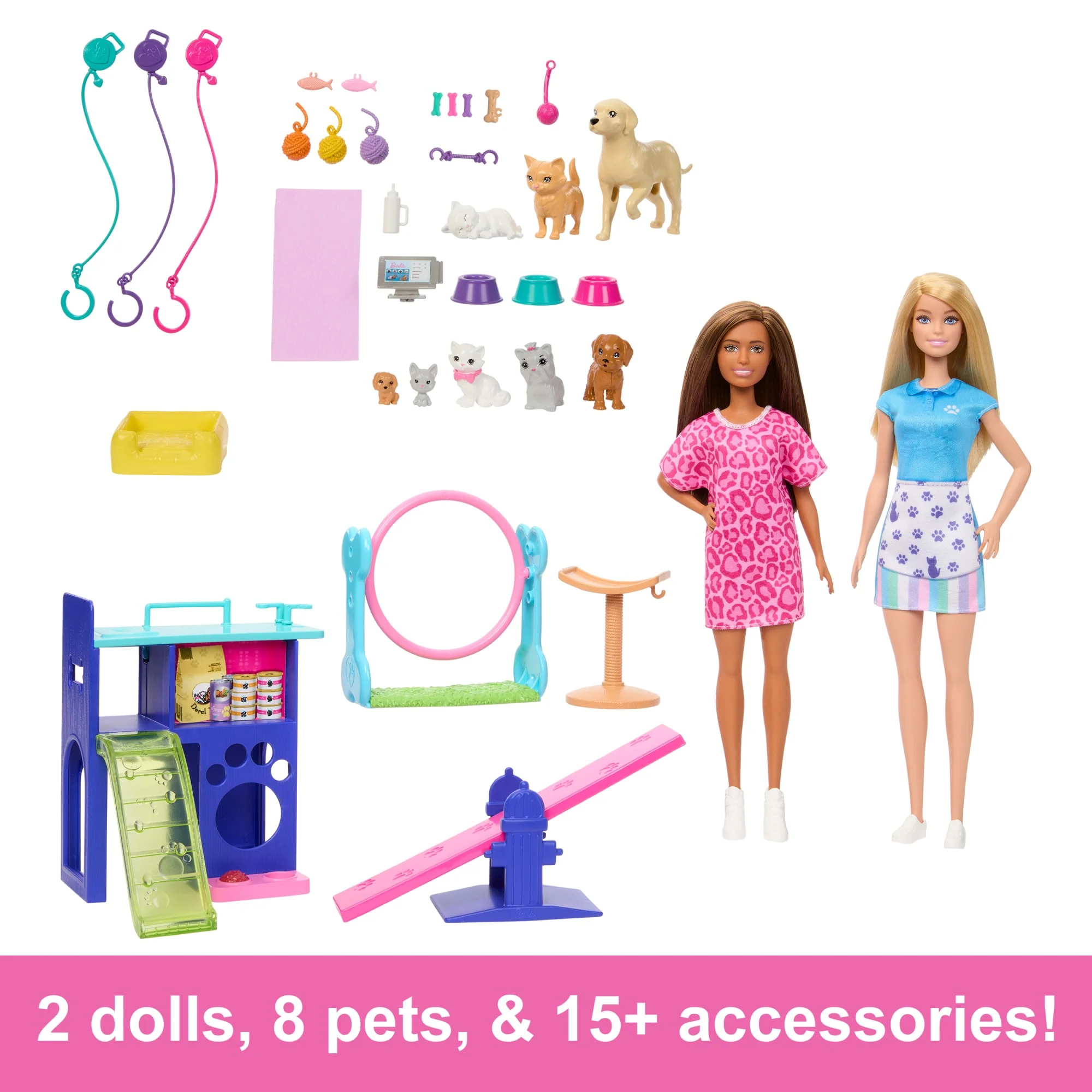 Barbie Pet Daycare Playset With 2 Dolls & 30+ Accessories including 8 Animals, 3+Feet Long - Image 3
