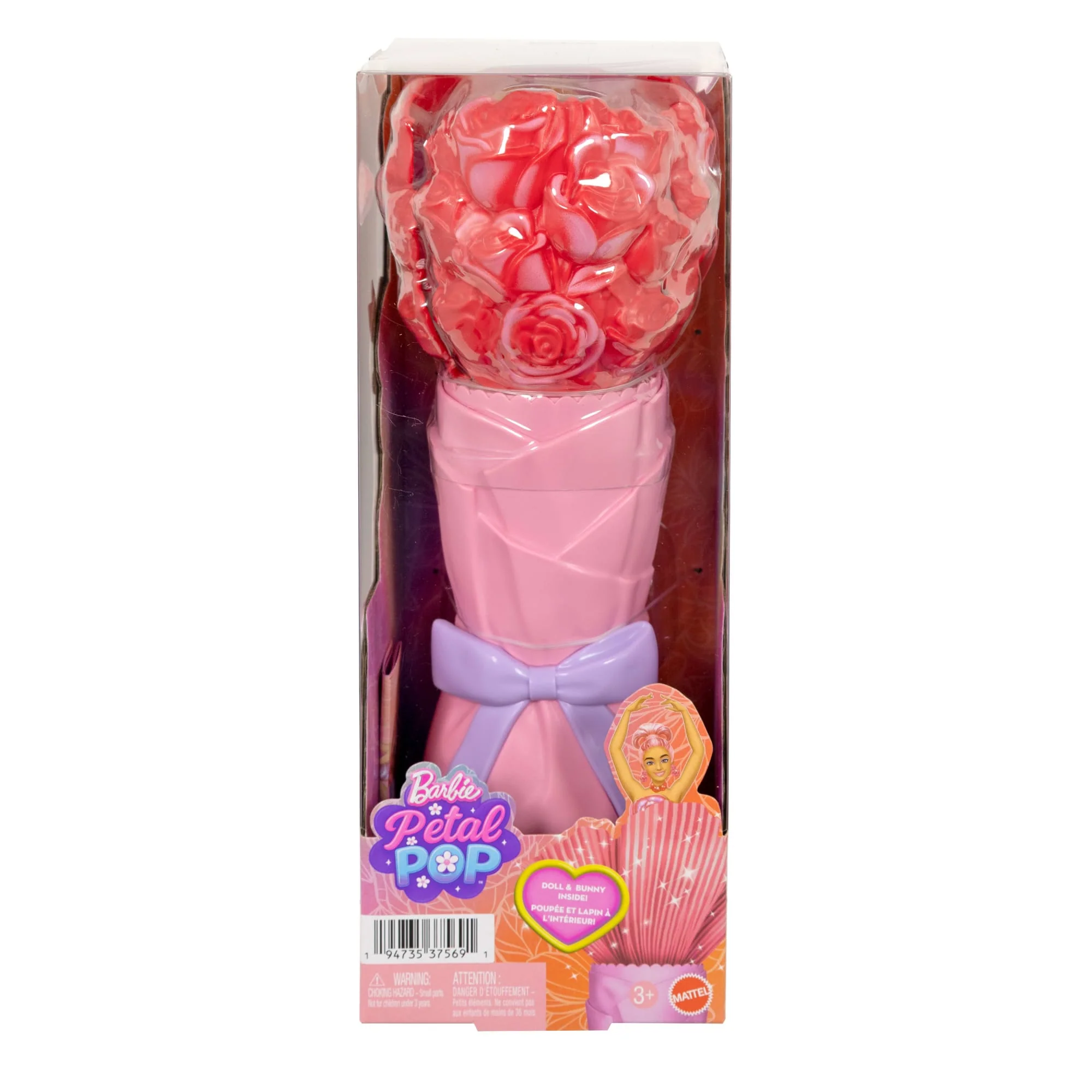 Barbie Petal Pop Scented Fashion Doll With Rose Dress, Reveal Accessories Like Bunny & More - Image 6