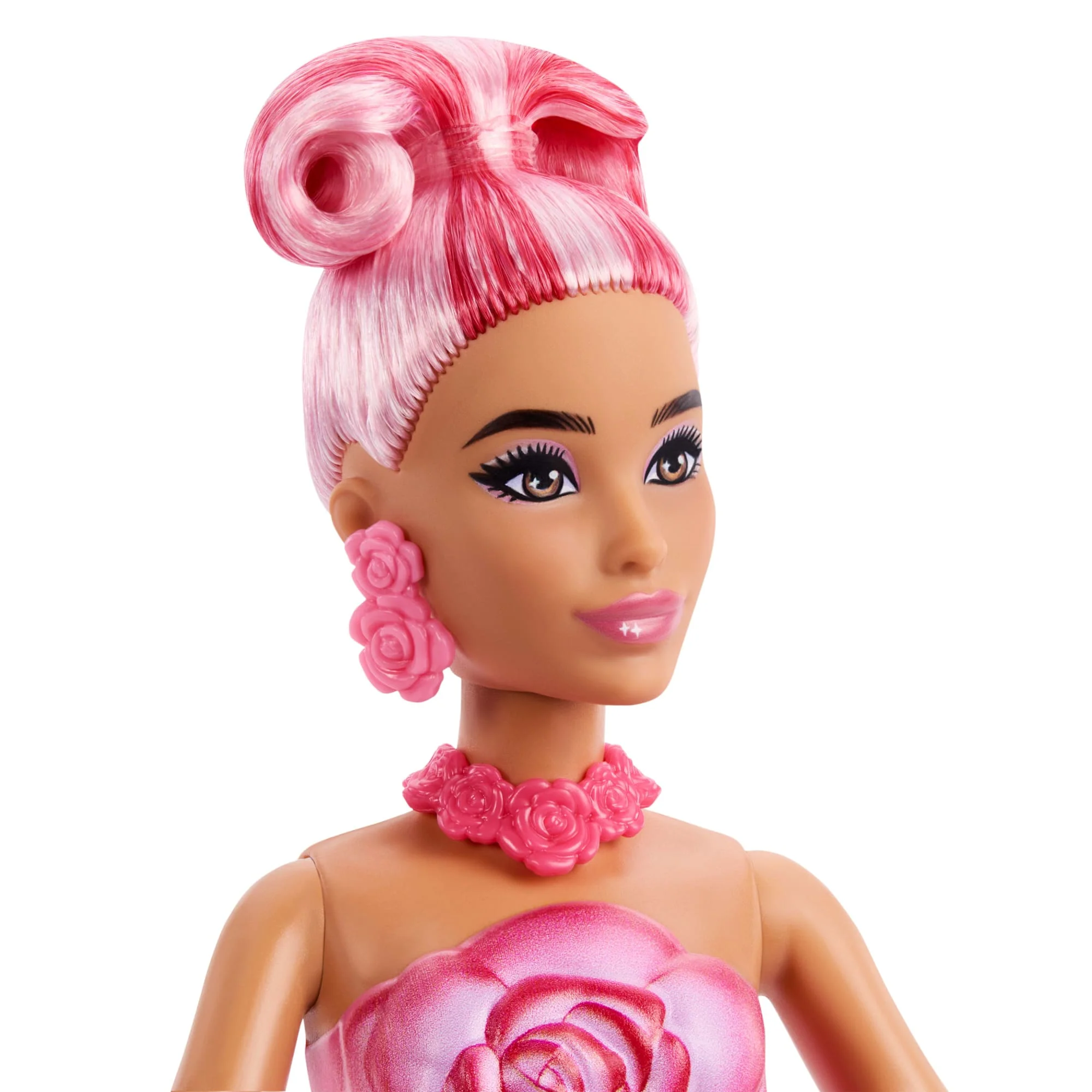 Barbie Petal Pop Scented Fashion Doll With Rose Dress, Reveal Accessories Like Bunny & More - Image 3