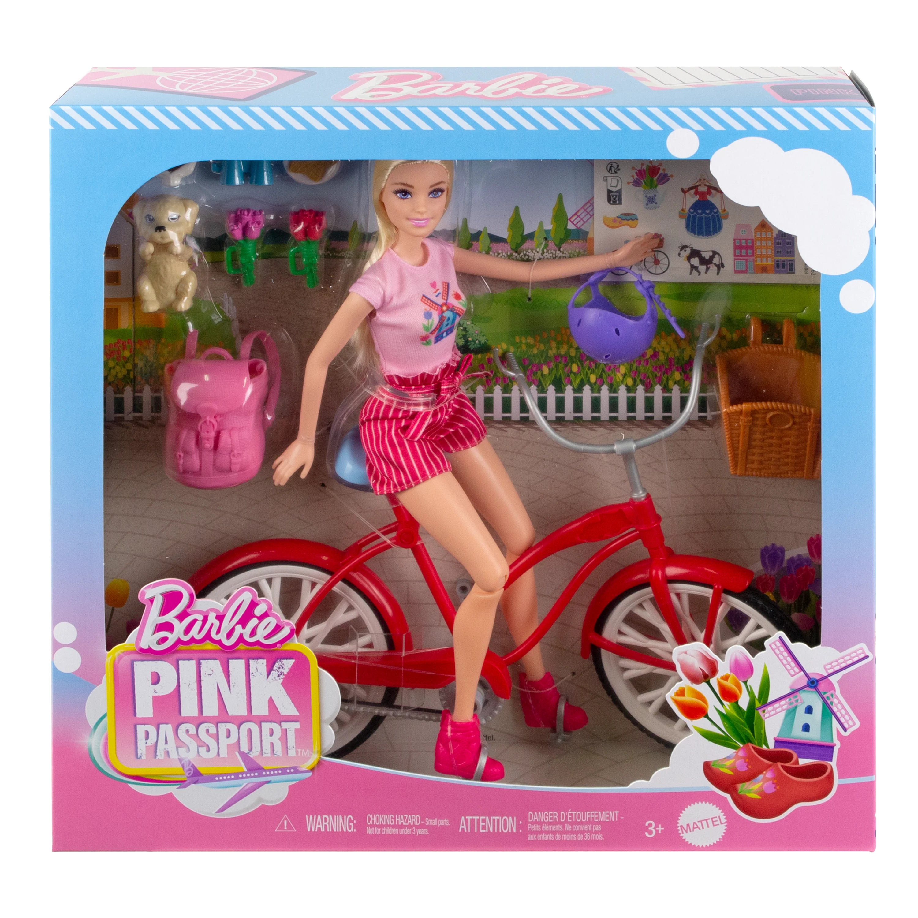 Barbie Pink Passport Holland Doll Set With Bicycle, Clothes, & Travel Accessories - Image 5