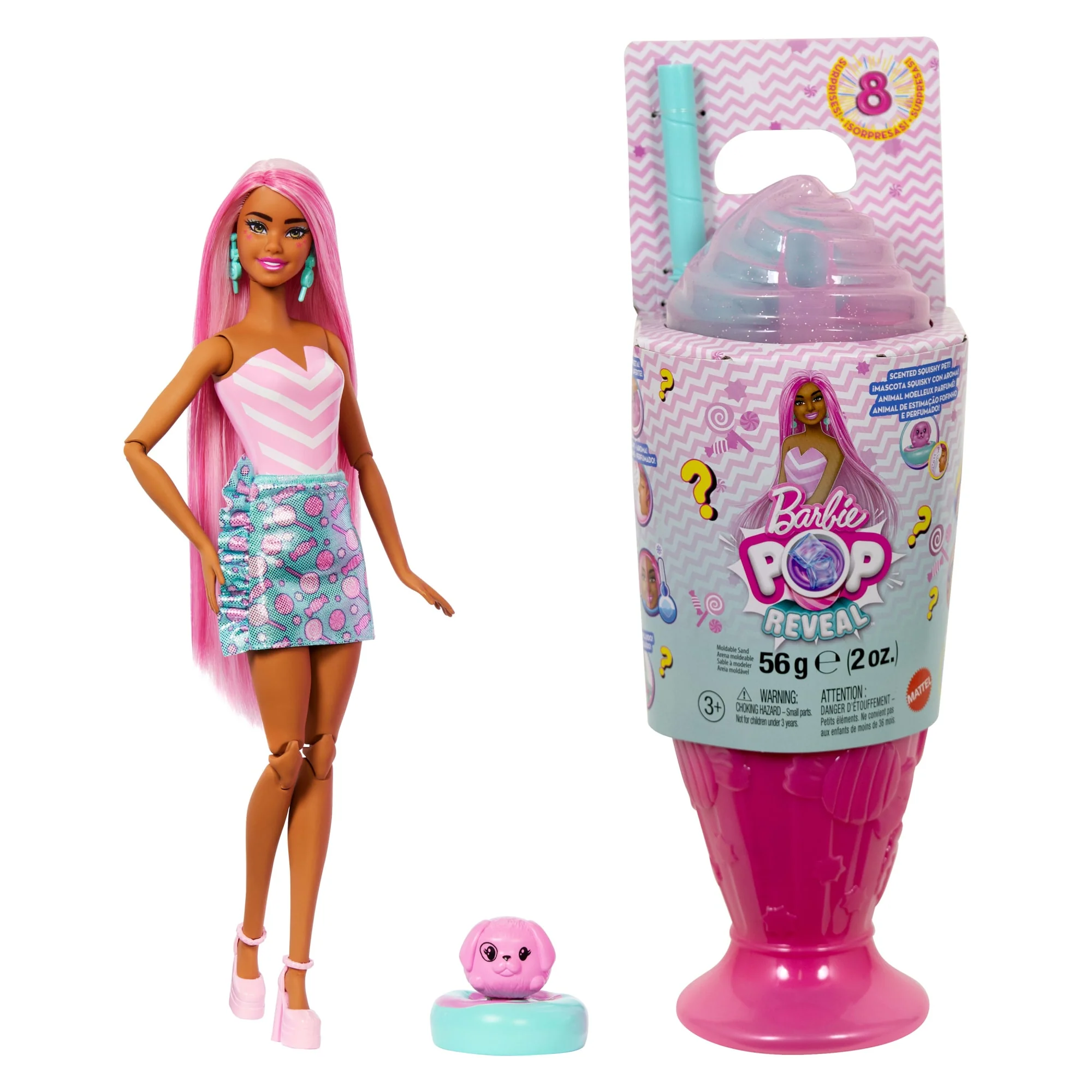 Barbie Pop Reveal Treat Series Doll & Accessories Set, 8 Surprises Include Pet - Image 6