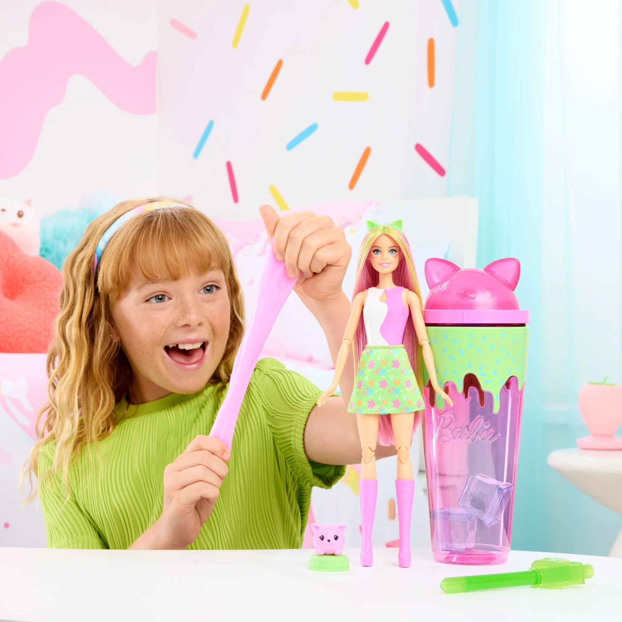Barbie Pop Reveal Shakes Series Doll & Accessories Set, Scented Cute Kitten Fashion Doll - Image 2