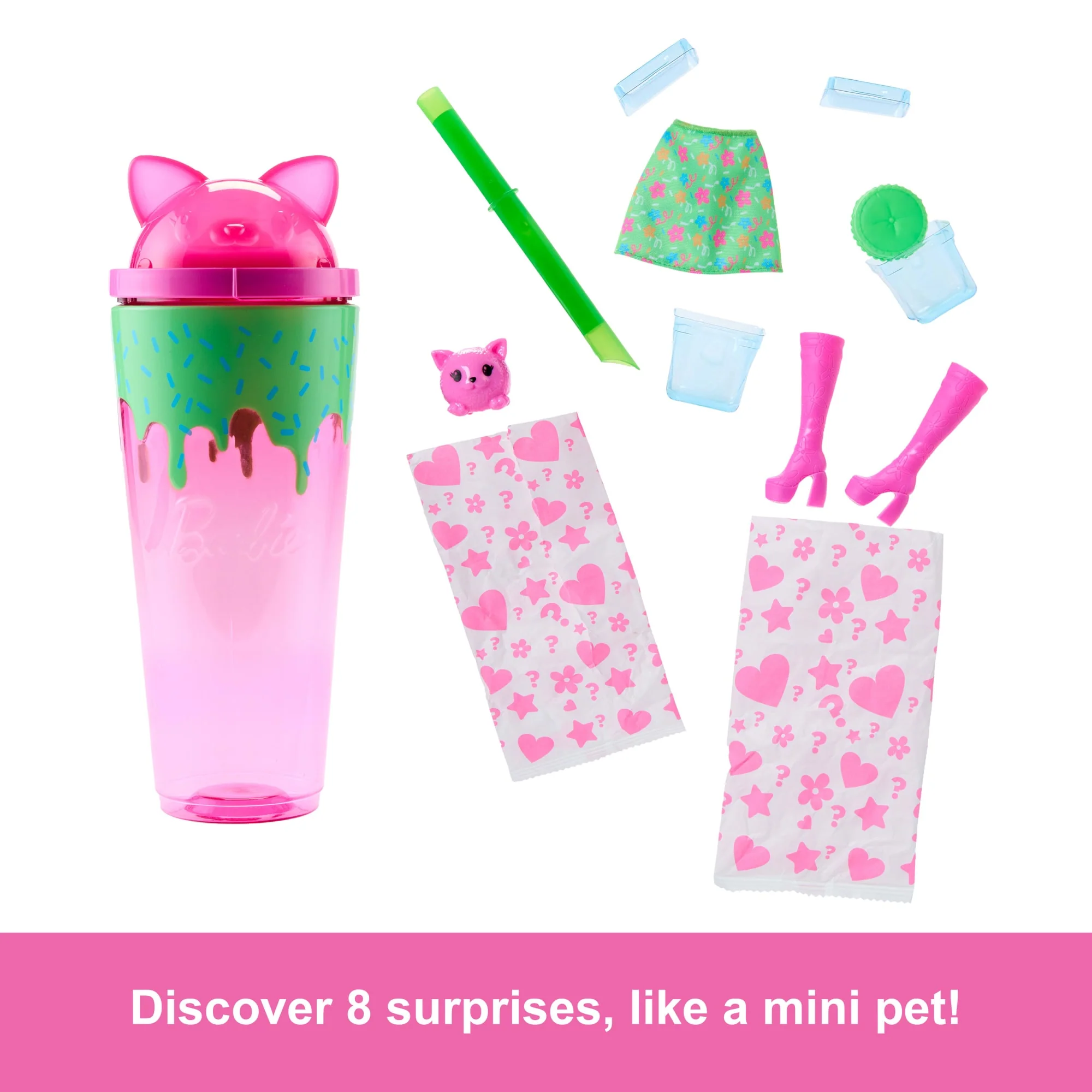 Barbie Pop Reveal Shakes Series Doll & Accessories Set, Scented Cute Kitten Fashion Doll - Image 3