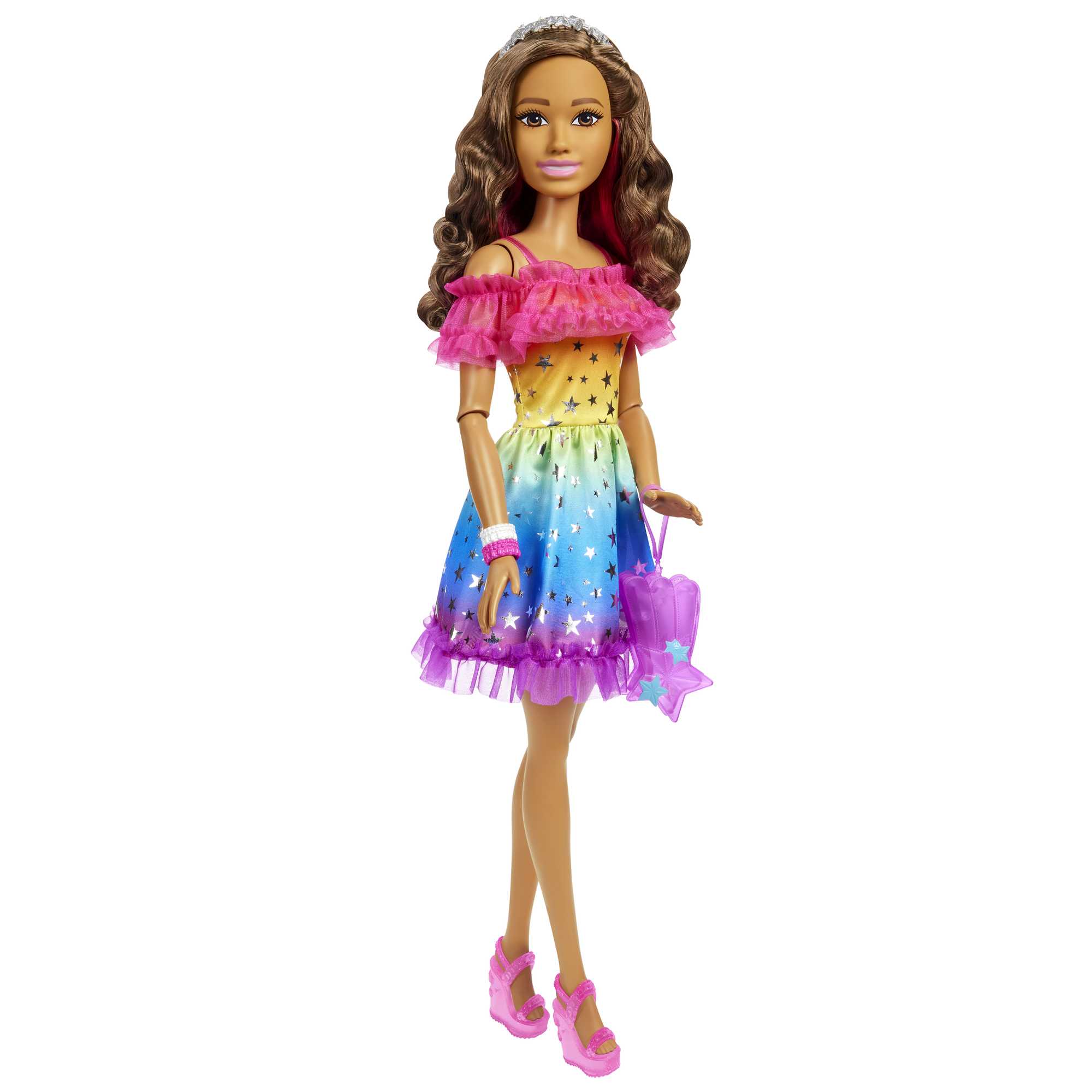 Barbie Poupée Grand Format 71,12 Cm, Brunette, Robe Arc-en-Ciel - Image 5