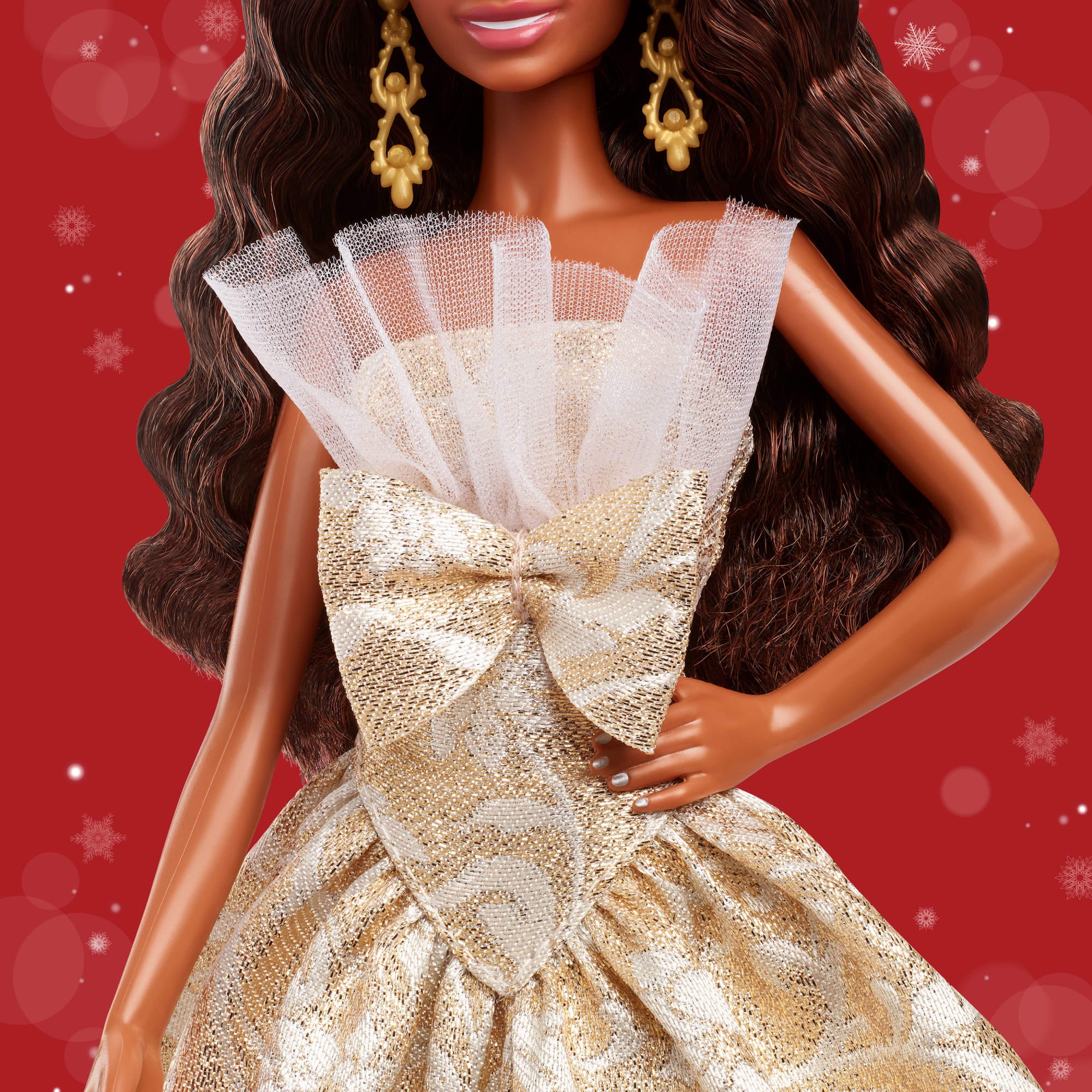 Barbie Signature 2025 Holiday Barbie Fashion Doll, Seasonal Collector, Black Hair With Silver & Gold Gown - Image 3