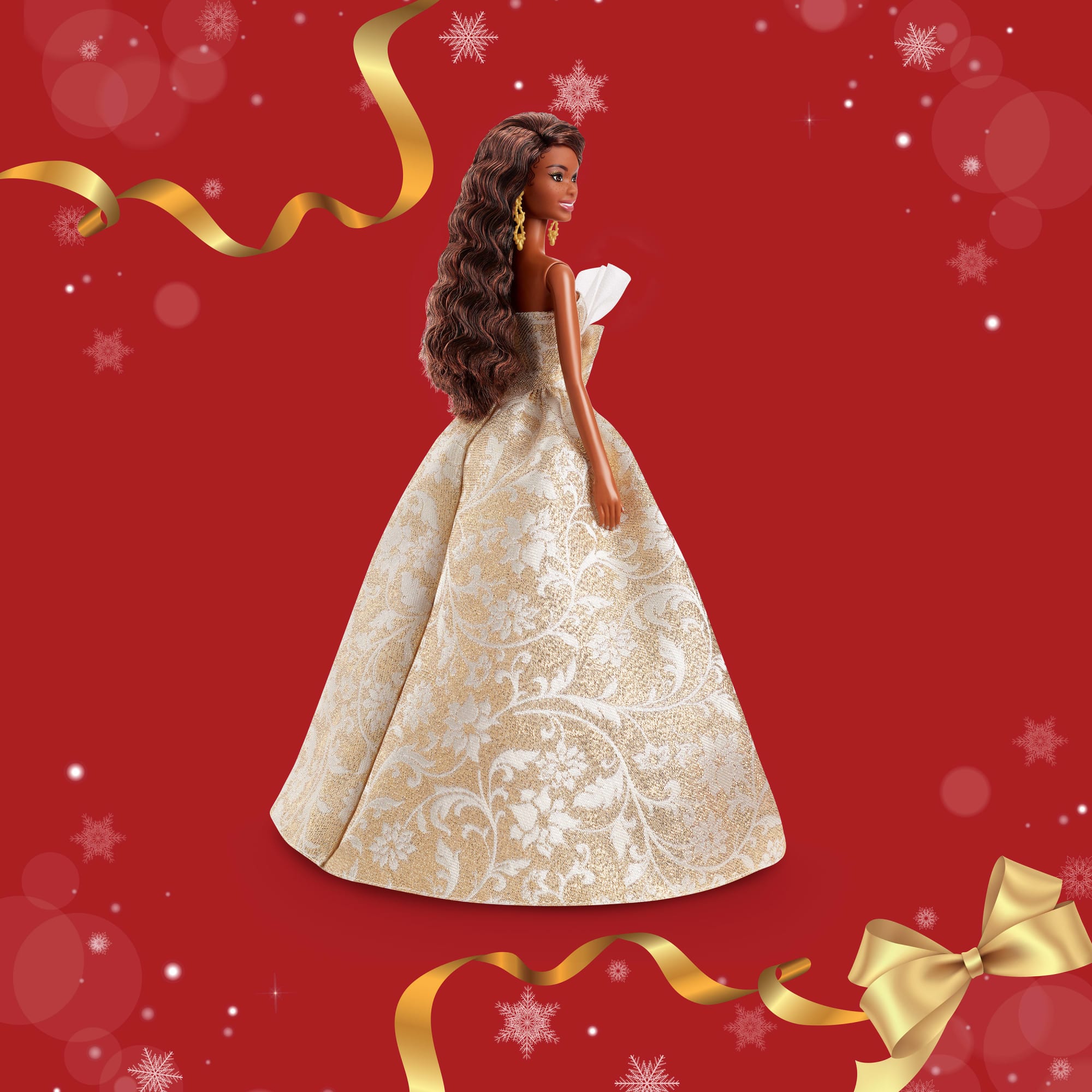 Barbie Signature 2025 Holiday Barbie Fashion Doll, Seasonal Collector, Black Hair With Silver & Gold Gown - Image 5