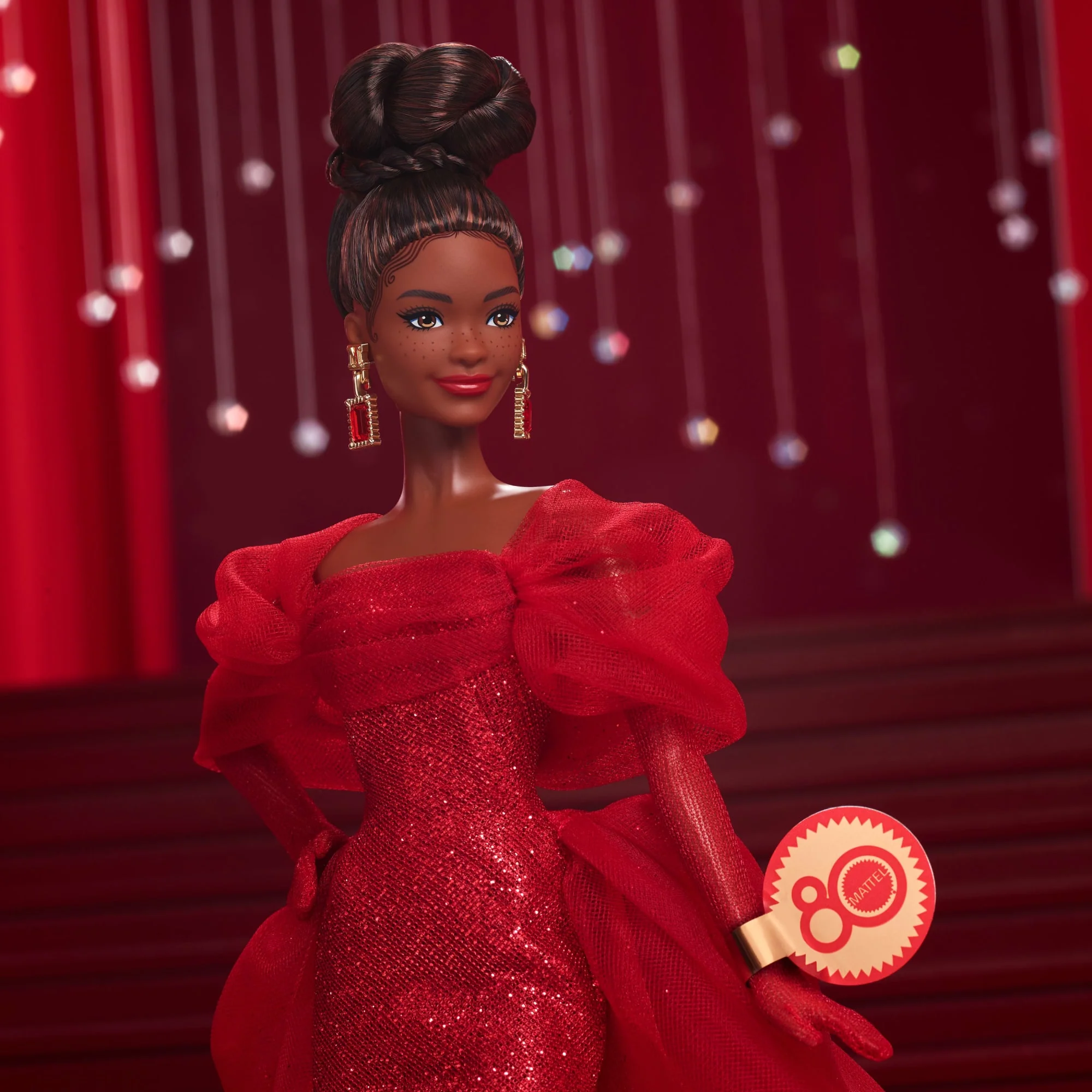 Barbie Signature Collectible Doll For Mattel 80th Anniversary, Glittery Red Tulle Gown, Brunette - Image 2