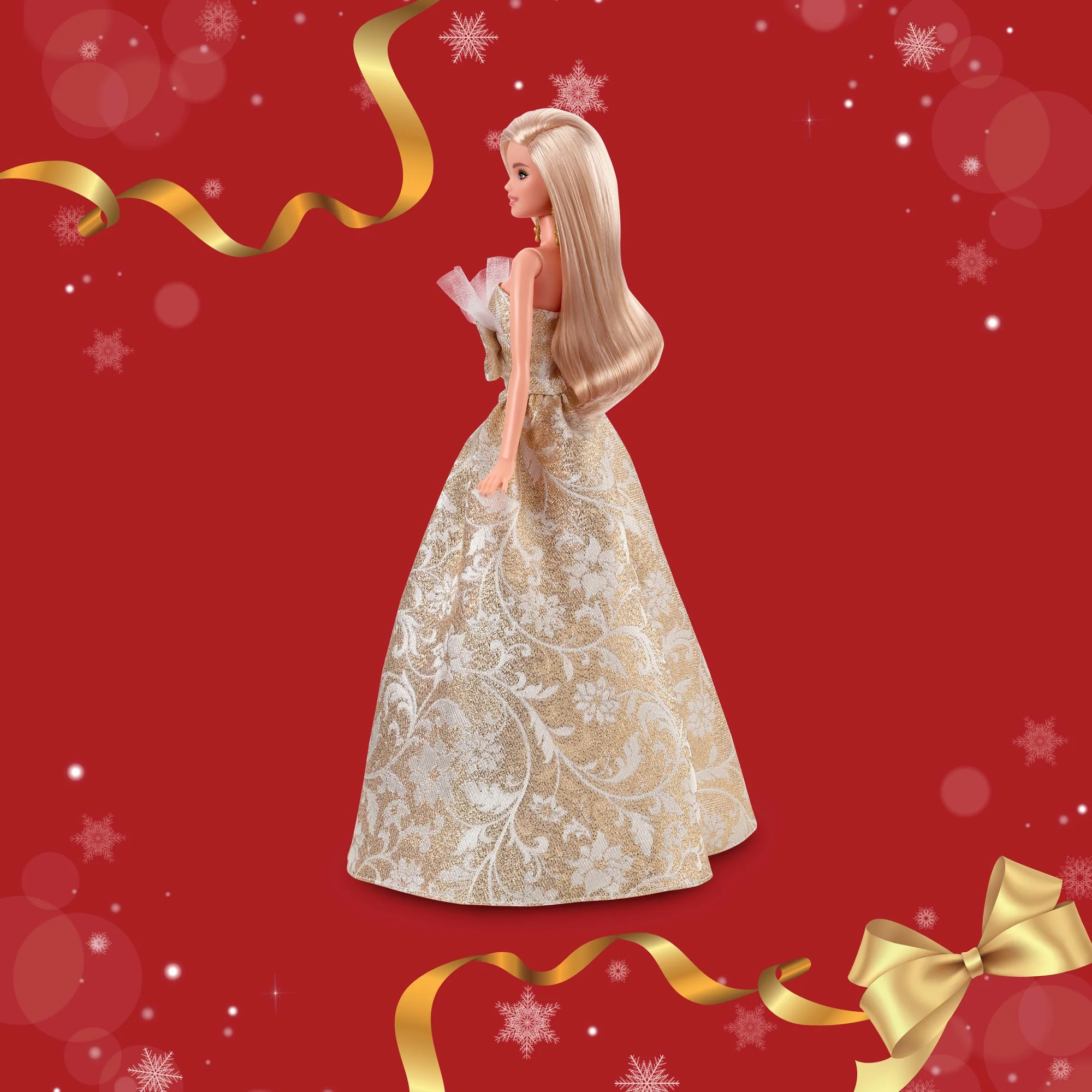 Barbie Signature 2025 Holiday Barbie Fashion Doll, Seasonal Collector, Blonde With Silver & Gold Gown - Image 5
