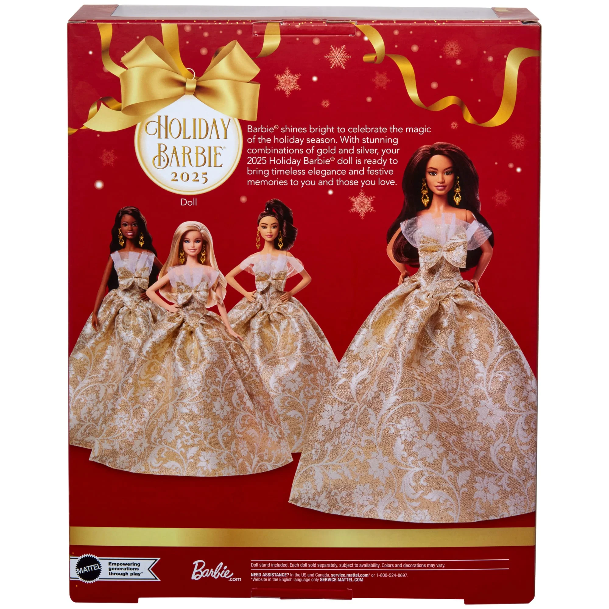Barbie Signature 2025 Holiday Barbie Fashion Doll, Seasonal Collector, Dark Brown Hair With Silver & Gold Gown - Image 6