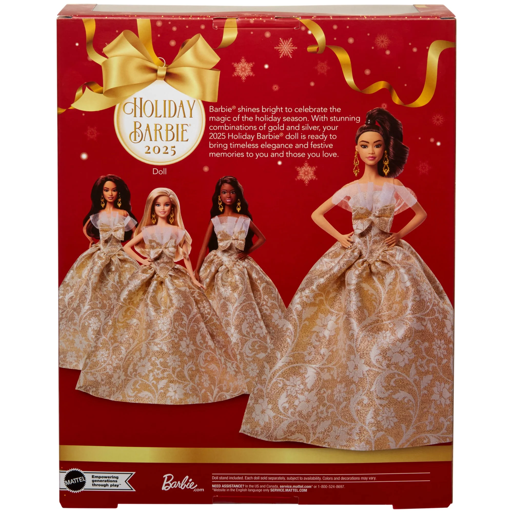 Barbie Signature 2025 Holiday Barbie Fashion Doll, Seasonal Collector, Light Brown Hair With Silver & Gold Gown - Image 6