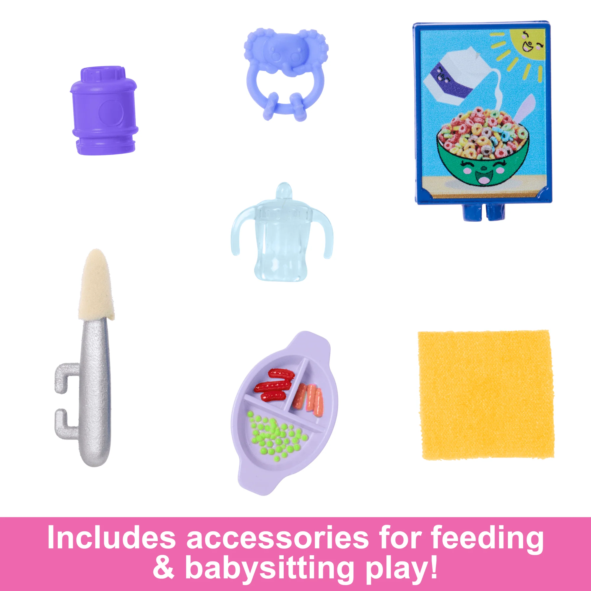 Barbie Skipper Babysitters inc & Playset, includes Doll, Baby, And Mealtime Accessories, 10 Piece Set - Image 5