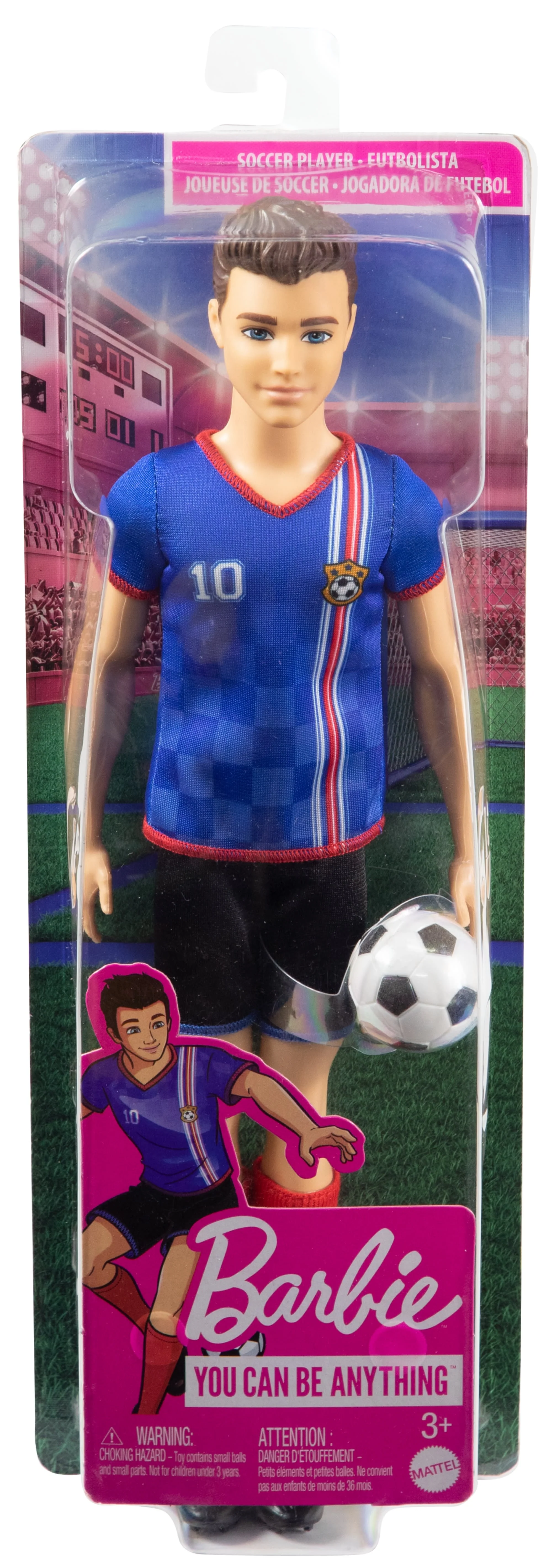 Ken Soccer Doll, Cropped Hair, #10 Uniform, Soccer Ball, Cleats, Socks, 3 & Up - Image 6