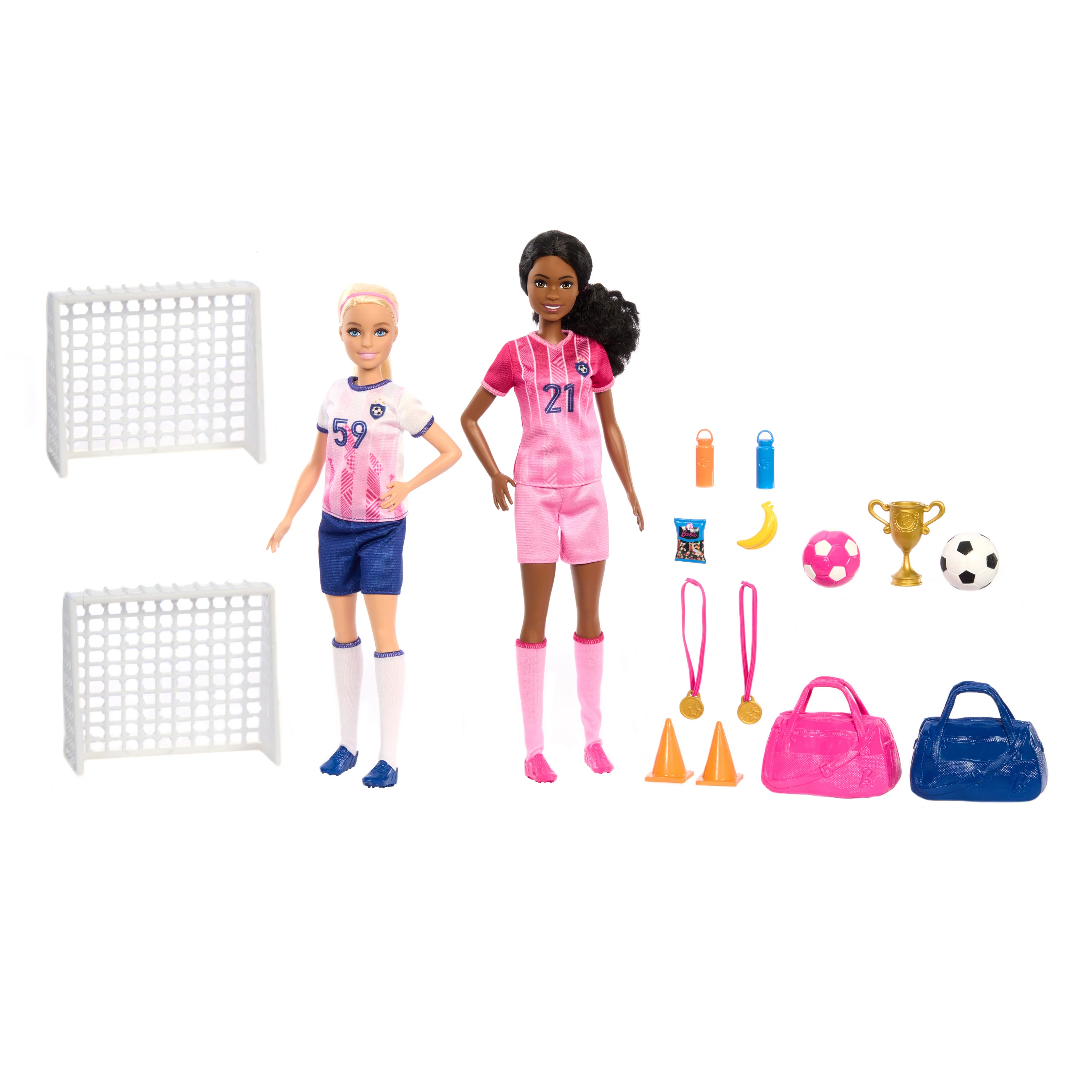 Barbie Soccer Playset With 2 Dolls & 15 Accessories Including 2 Nets, 2 Soccer Balls & More - Image 2