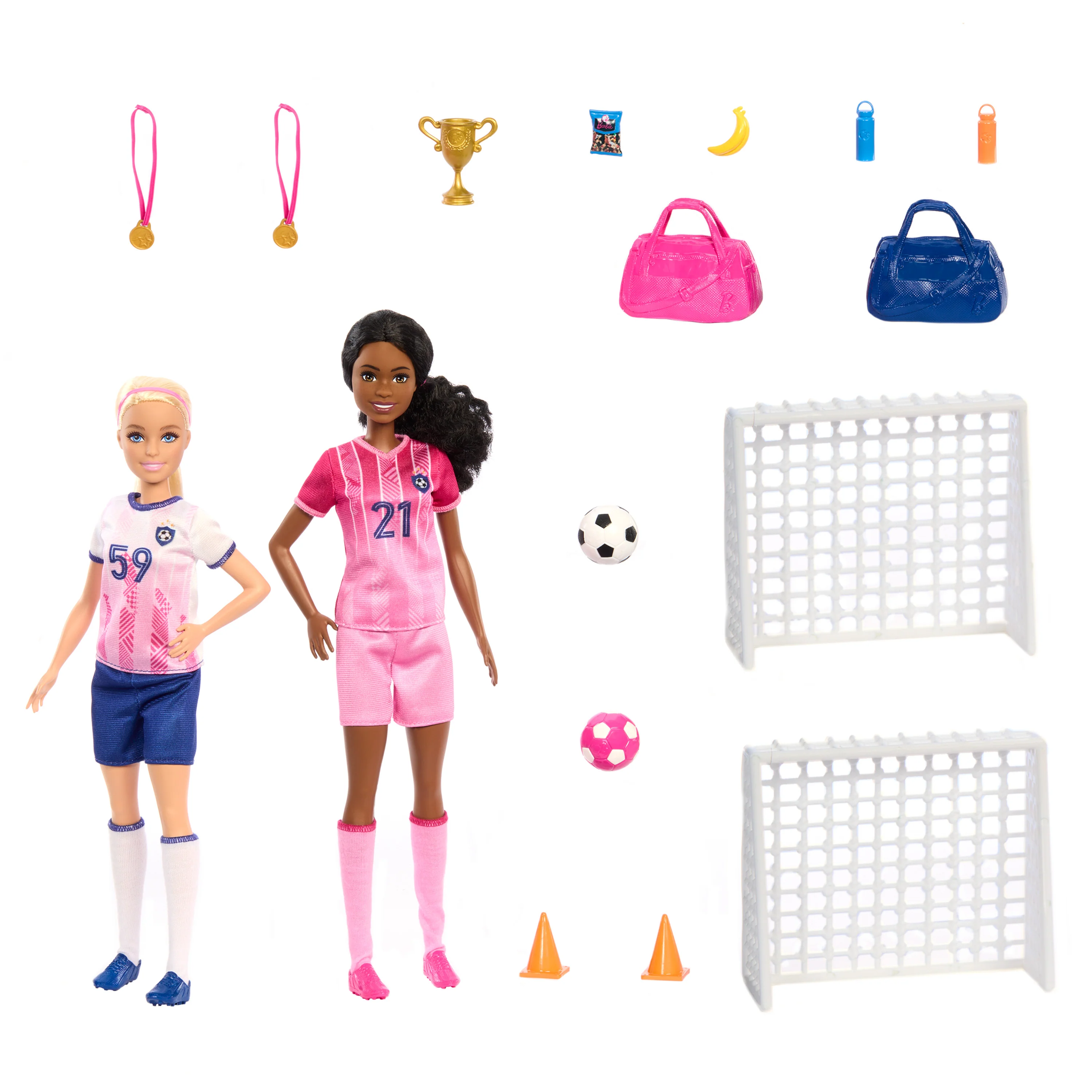 Barbie Soccer Playset With 2 Dolls & 15 Accessories Including 2 Nets, 2 Soccer Balls & More - Image 4