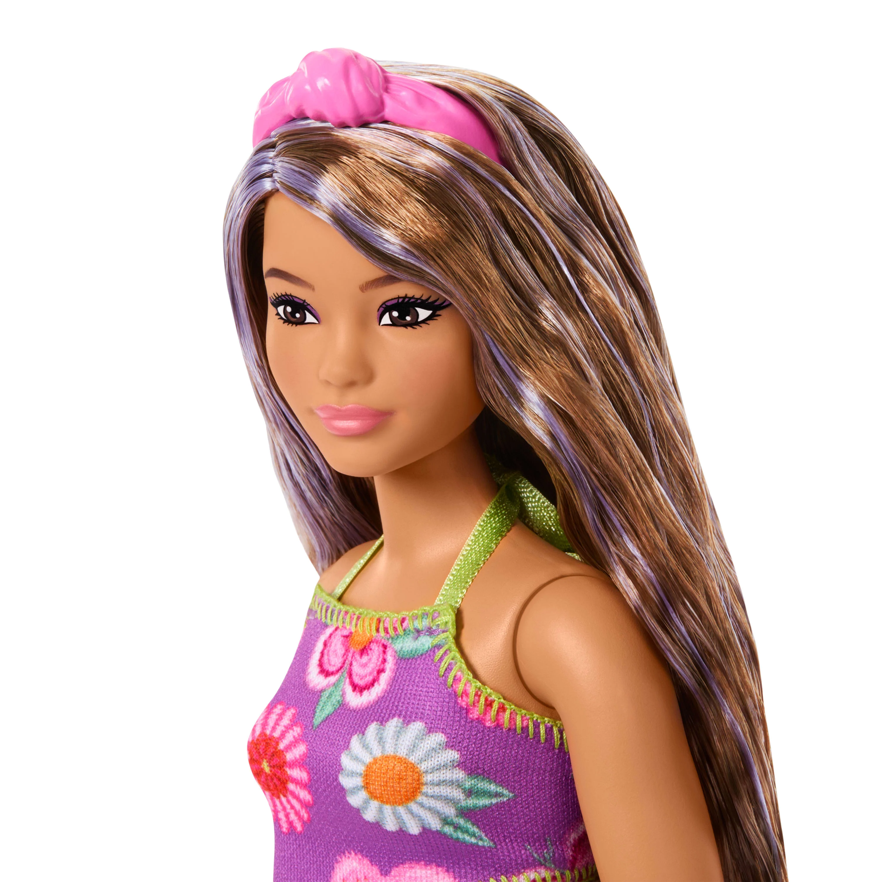 Barbie Style Boneca Barbie Fashionista Vestido Floral Roxo - Image 4