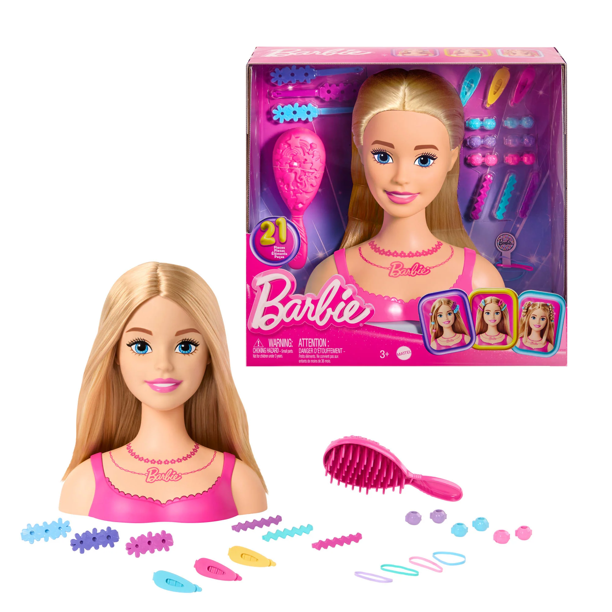 Barbie Tête à Coiffer, Cheveux Blonds, 20 Accessoires Colorés