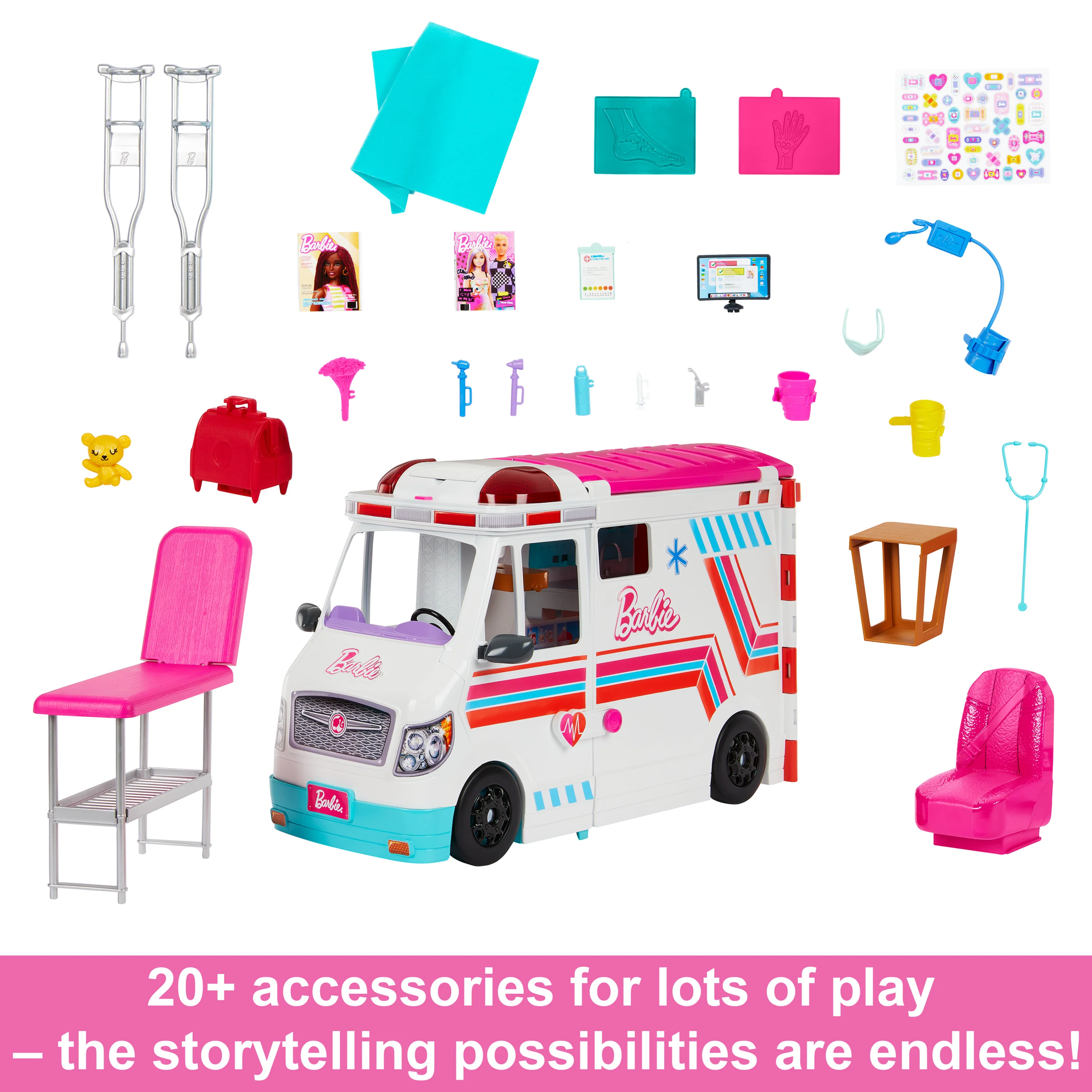 Barbie Toys, Transforming Ambulance And Clinic Playset, 20+ Accessories, Care Clinic - Image 5