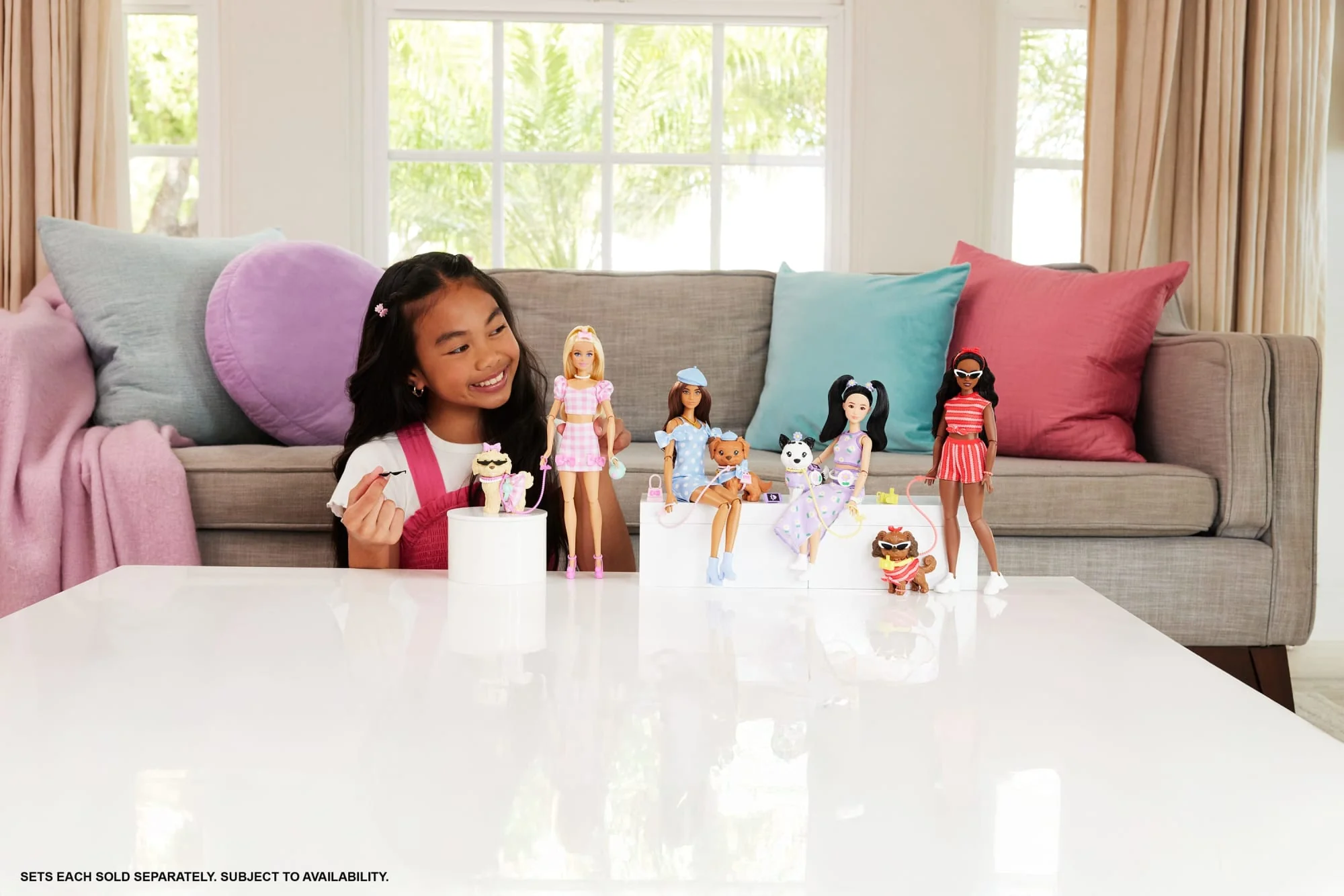 Barbie Twinning Looks Fashion Doll With Pet Dog, Matching Red Clothes & Accessories, Black Hair - Image 2
