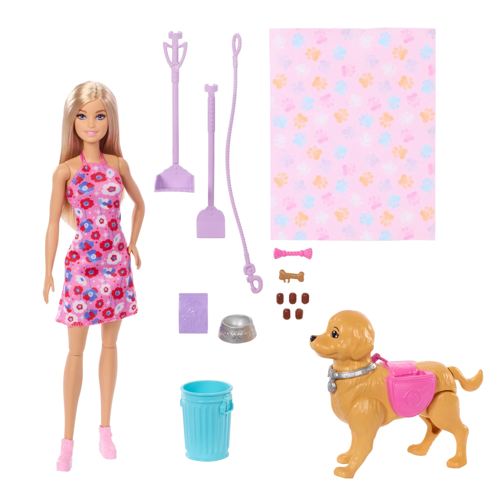 Barbie “Malibu” Walk & Potty Pup Toy Set, includes Doll, Walking Pet Dog With Potty Feature, & Accessories - Image 5